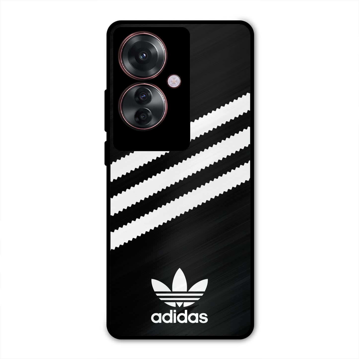 ADIDAS BLACK WHITE STRIPE WAVES PREMIUM GLOSSY PHONECASE FOR OPPO F25 PRO