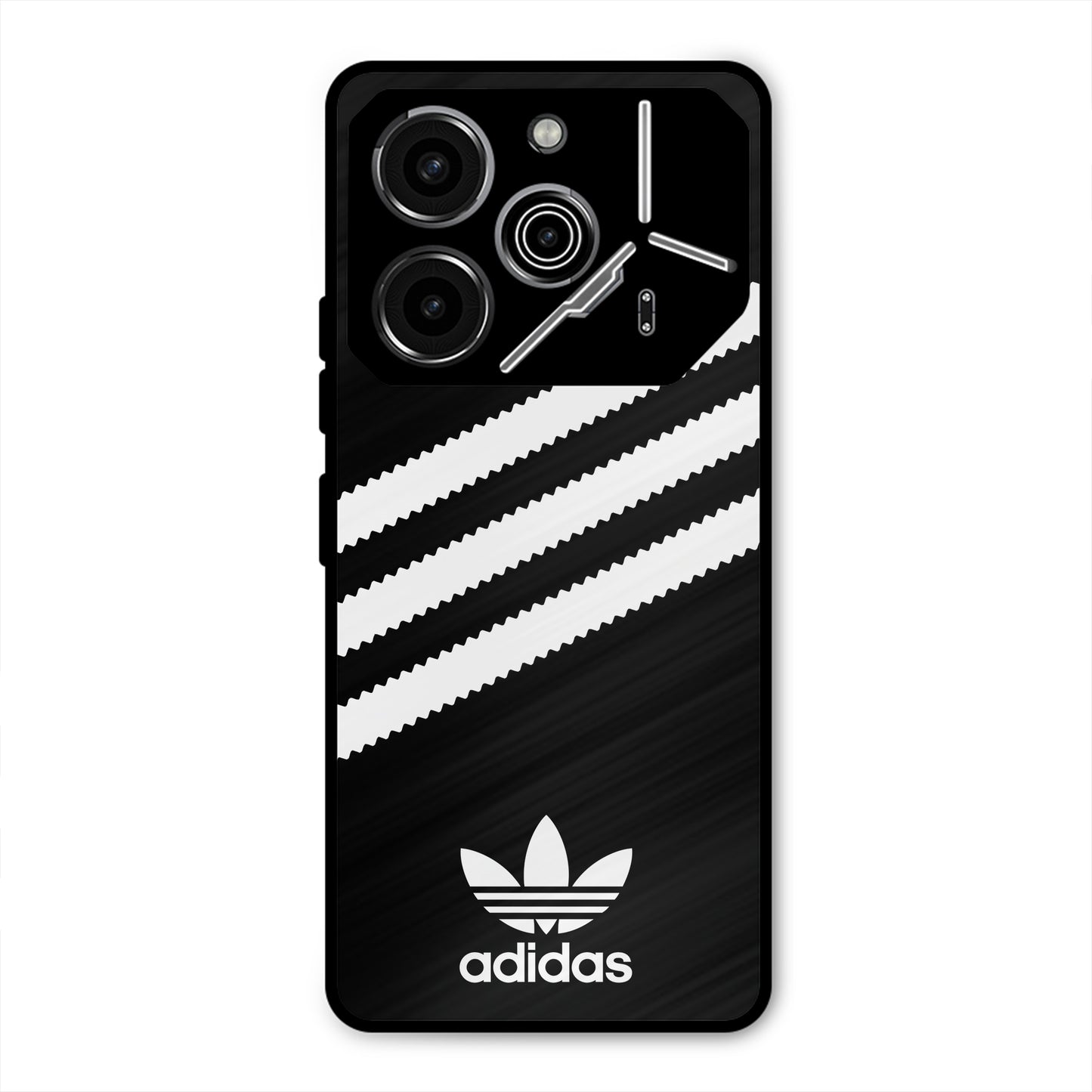 ADIDAS BLACK WHITE STRIPEWAVES PREMIUM GLOSSY PHONECASE FOR TECNO POVA 6 PRO
