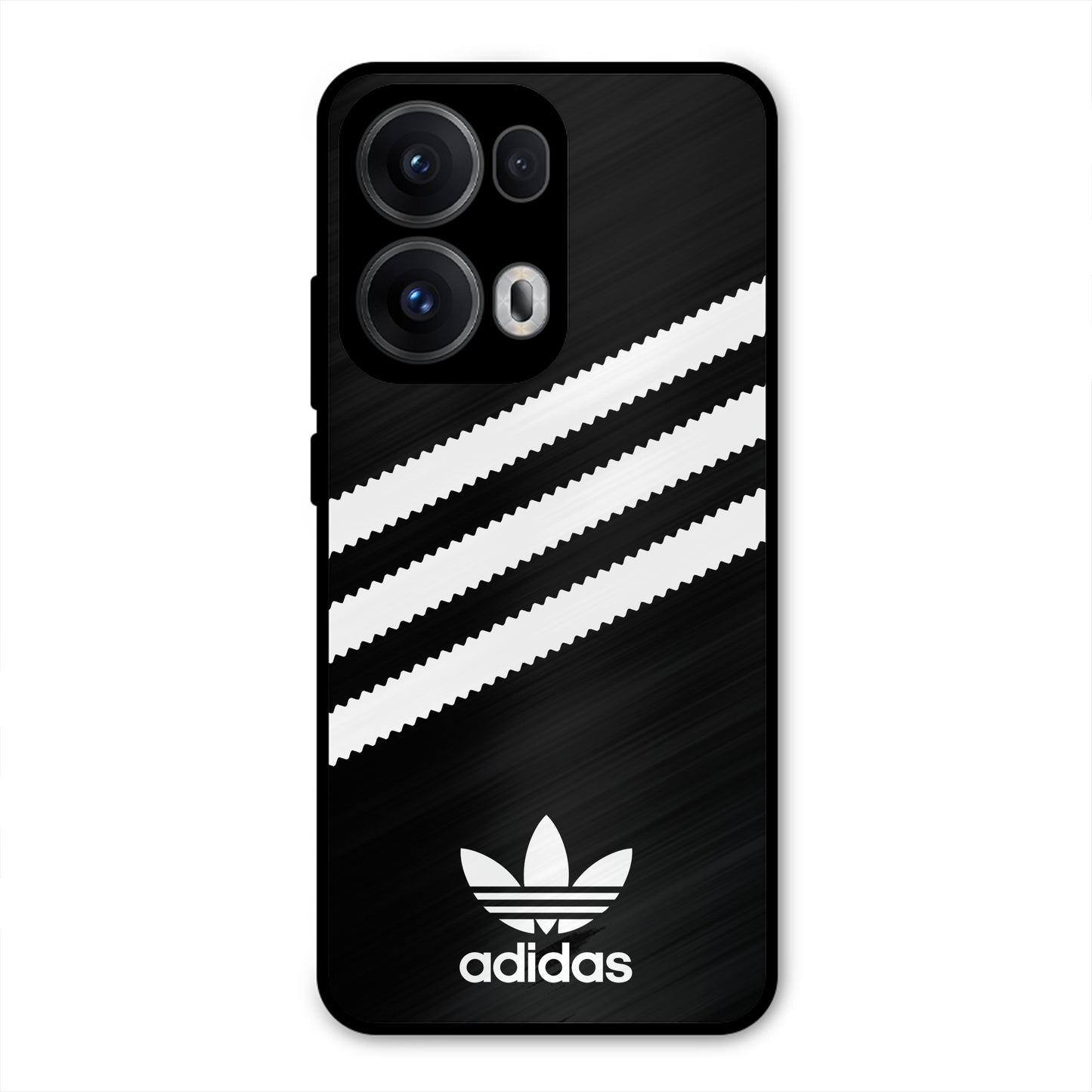 ADIDAS BLACK WHITE STRIPE WAVES PREMIUM GLOSSY PHONECASE FOR OPPO RENO 13 PRO