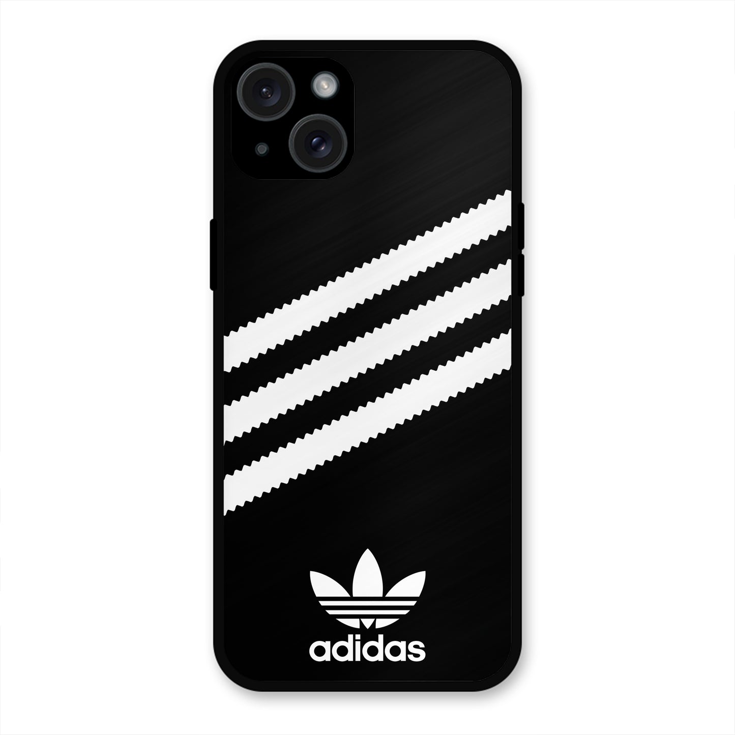 ADIDAS BLACK WHITE STRIPEWAVES PREMIUM GLOSSY PHONECASE FOR IPHONE 15 PLUS