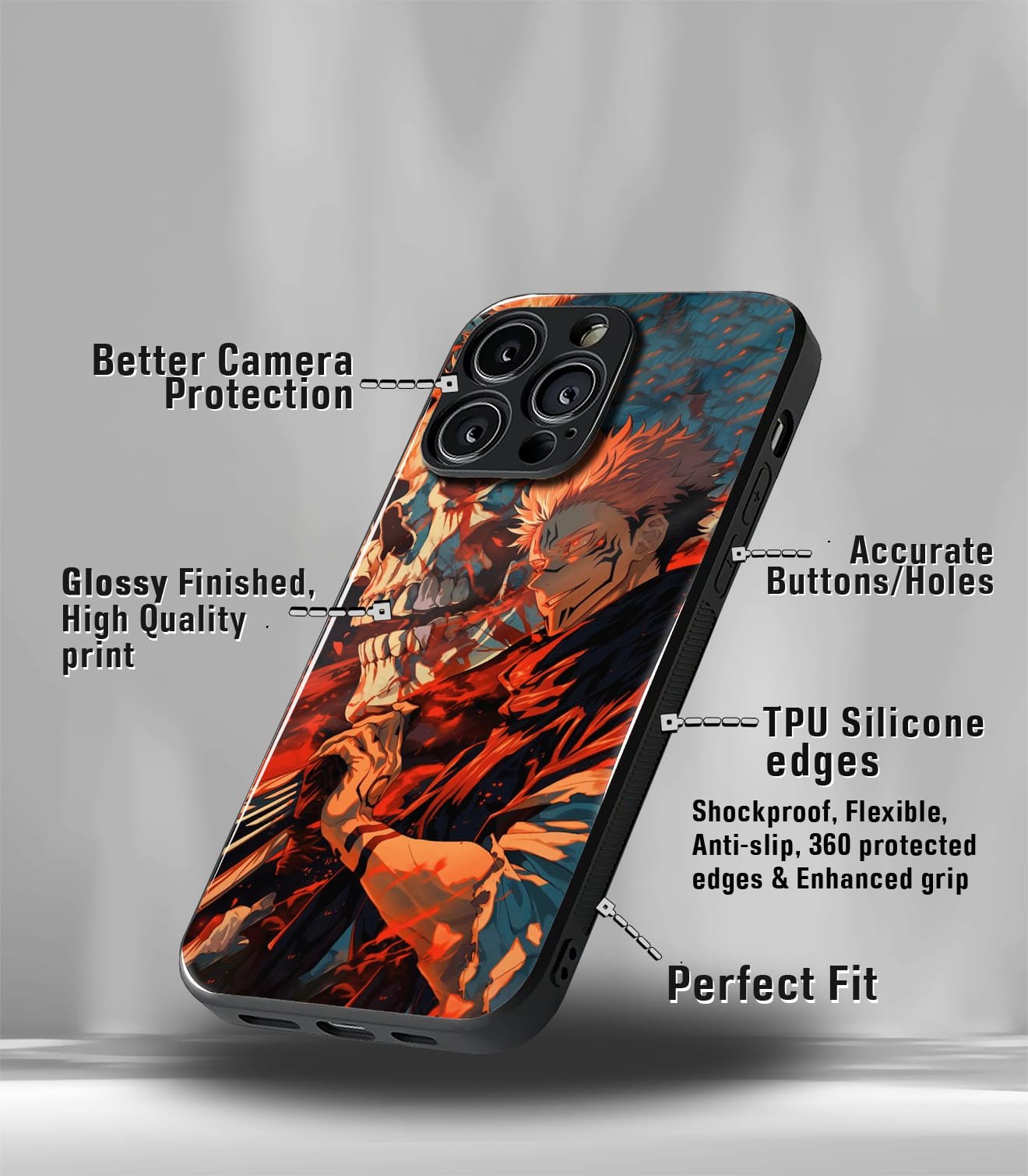 anime printed premium glossy phone case compatible for all phone models