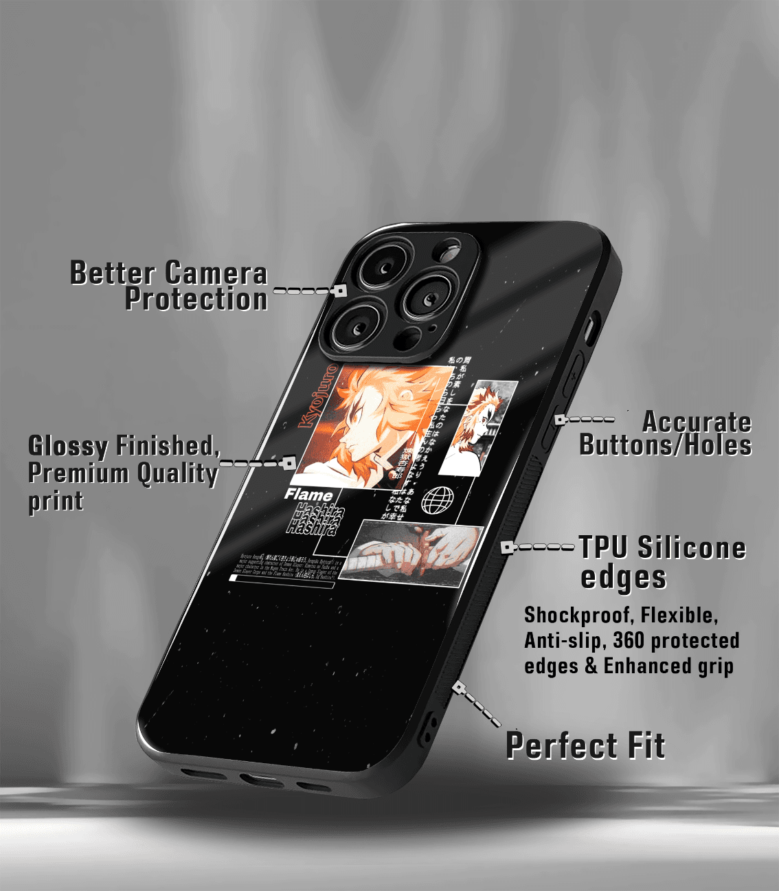 anime printed premium glossy phone case compatible for all phone models