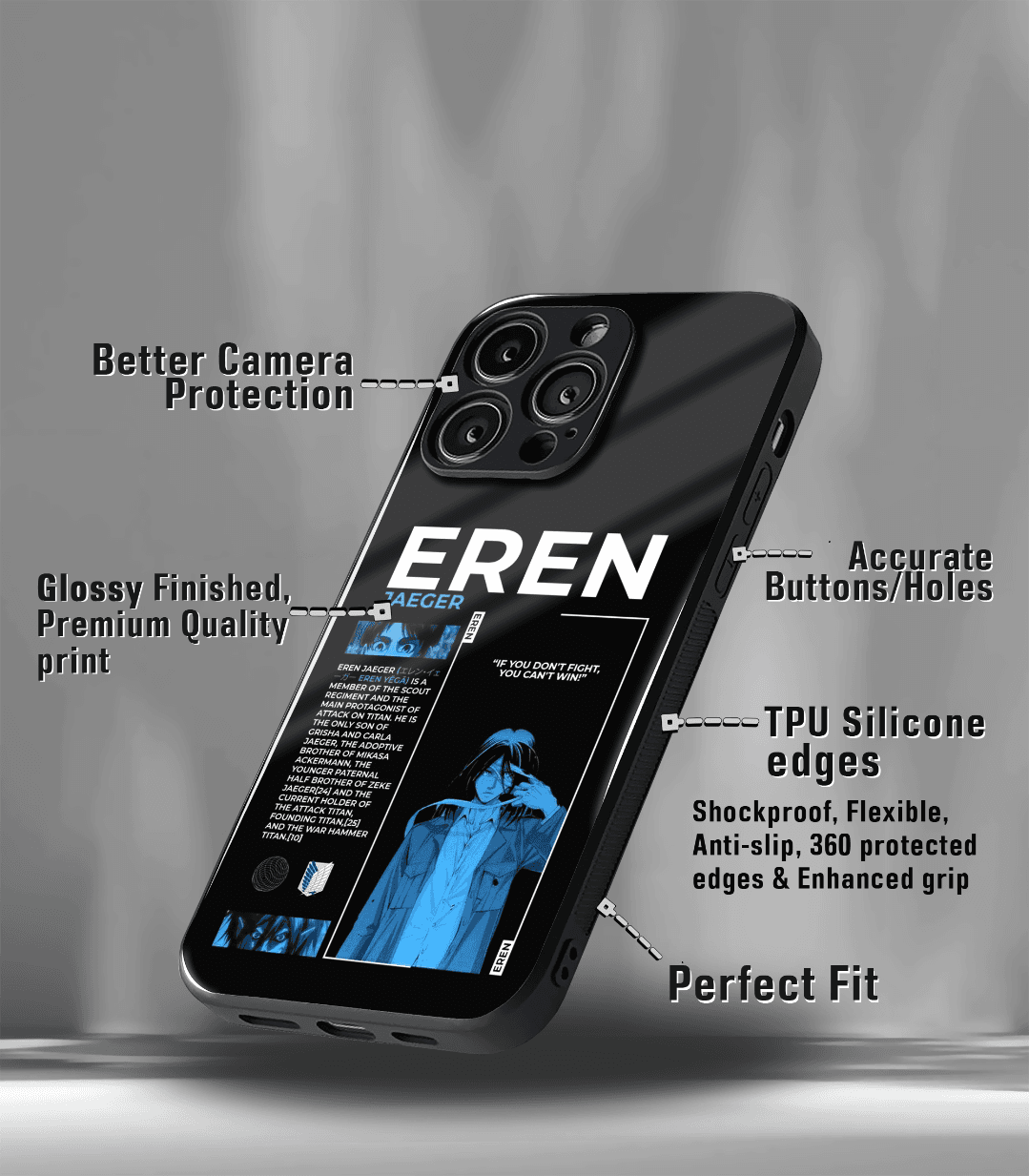 anime printed premium glossy phone case compatible for all phone models