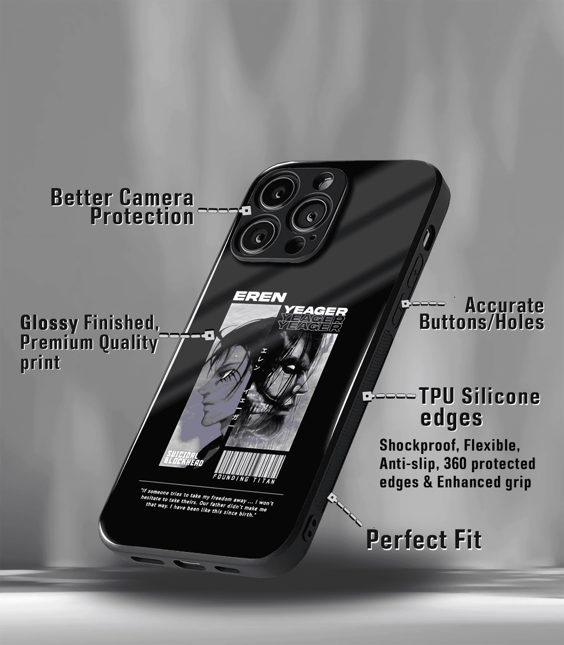 anime printed premium glossy phone case compatible for all phone models