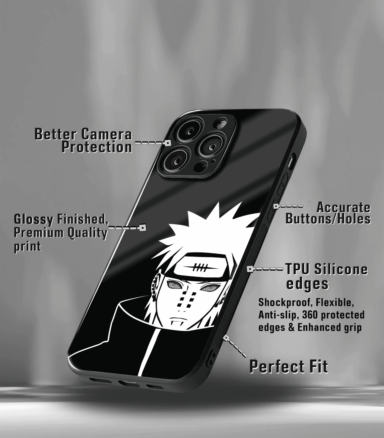 anime printed premium glossy phone case compatible for all phone models