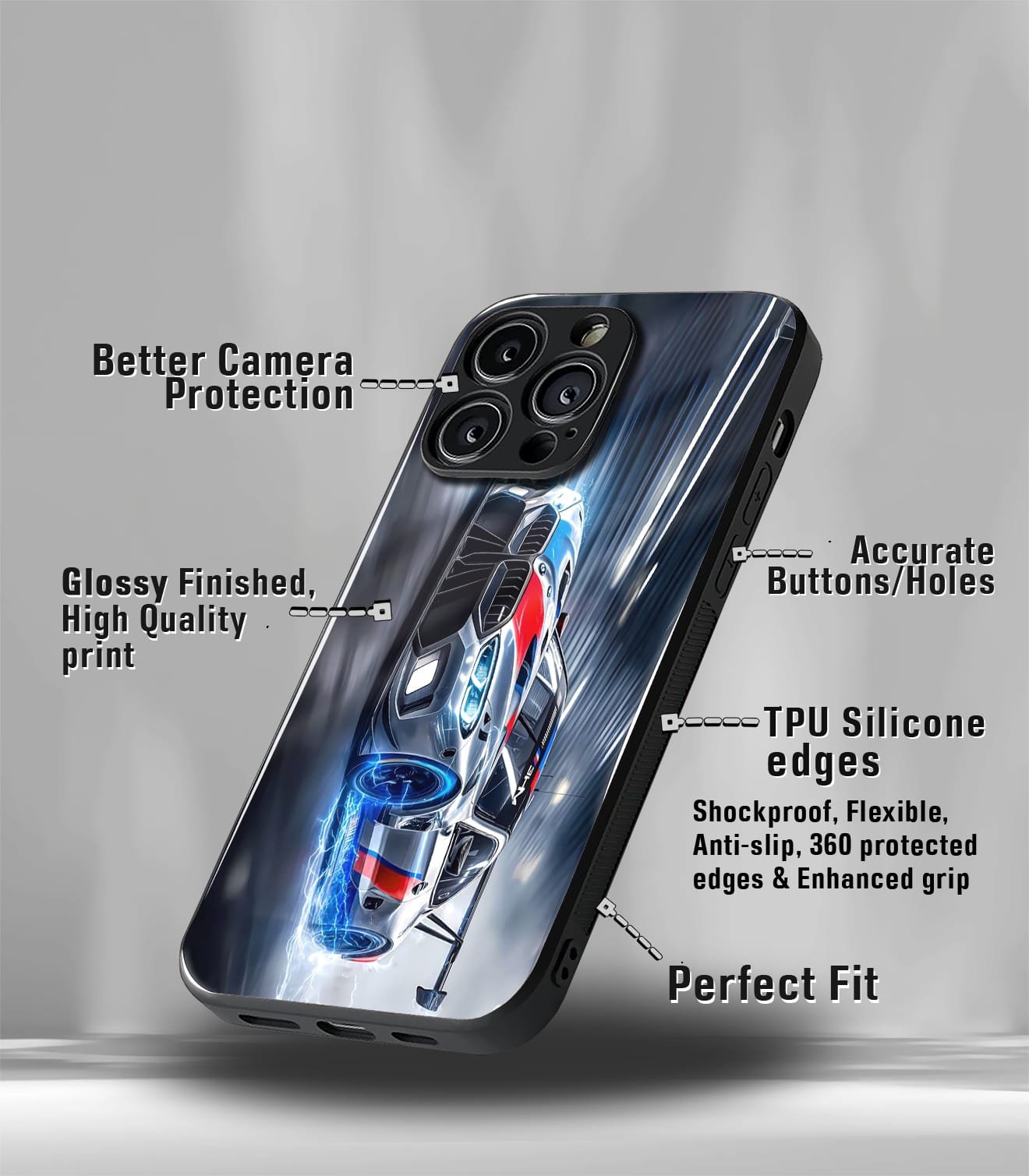 super car automotive premium glossy phone case compatible for every phone models.