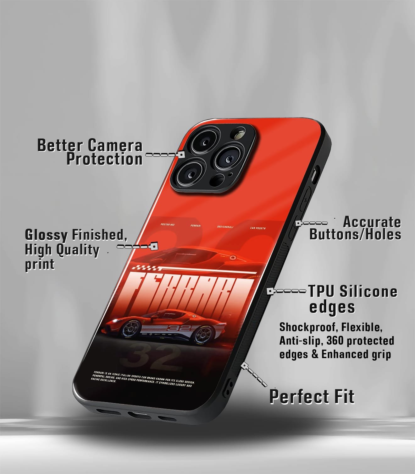 super car automotive premium glossy phone case compatible for every phone models.
