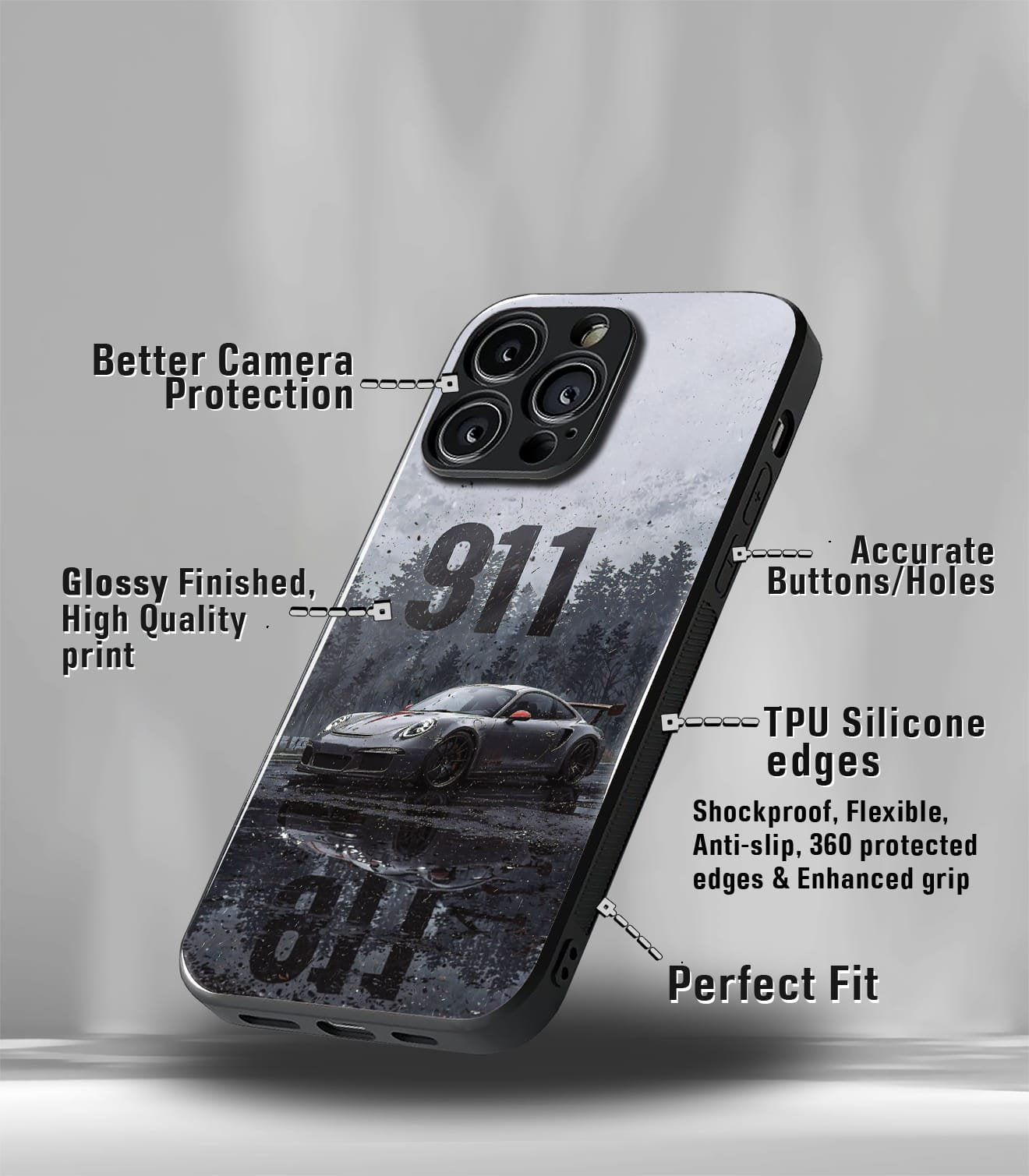 911 edition super car automotive premium glossy phone case compatible for every phone models.