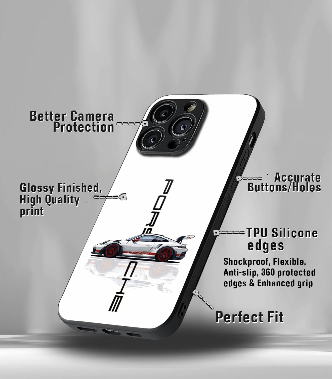 porsche super car premium glossy phone case compatible for every phone models.