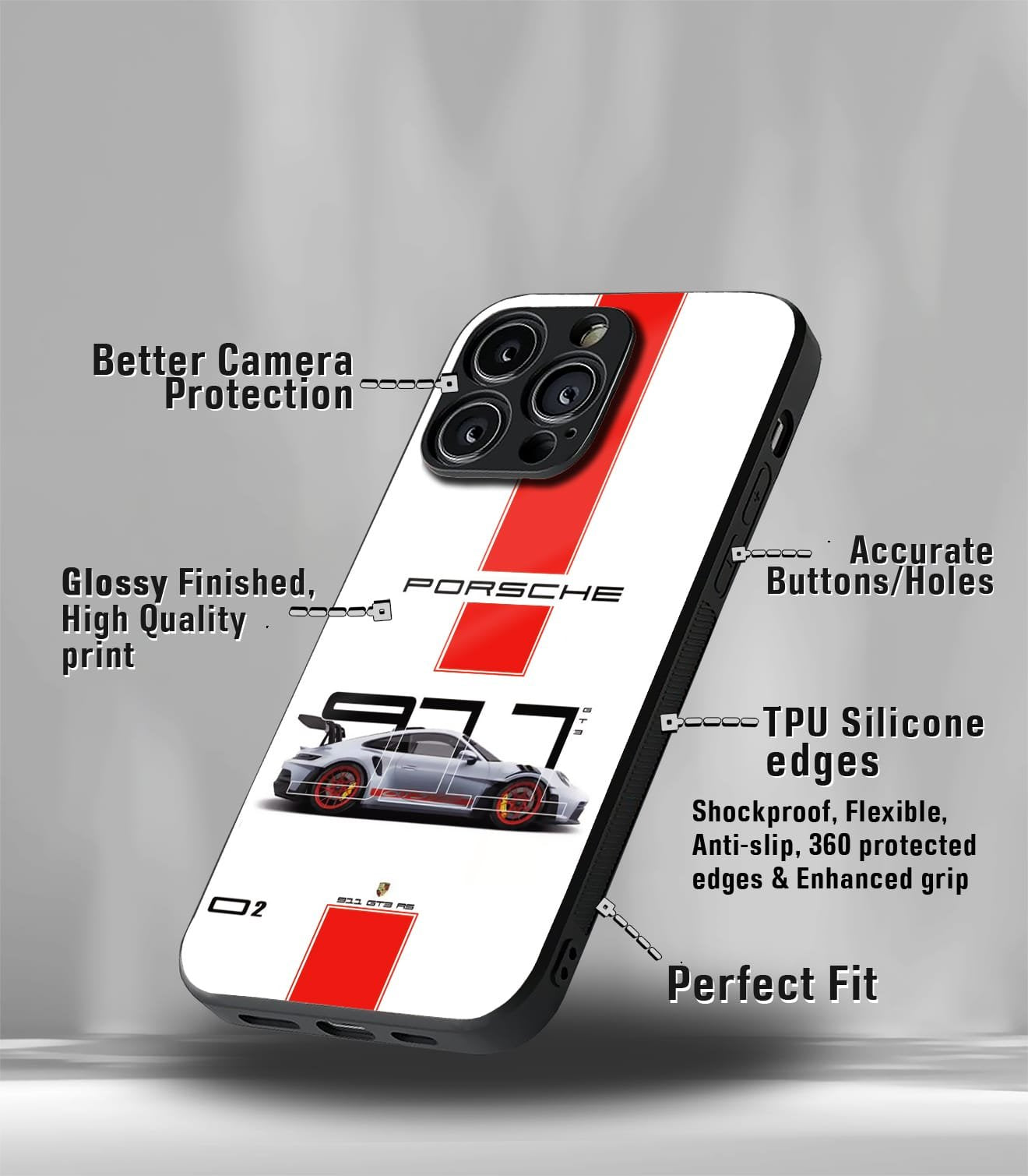porsche super car premium glossy phone case compatible for every phone models.