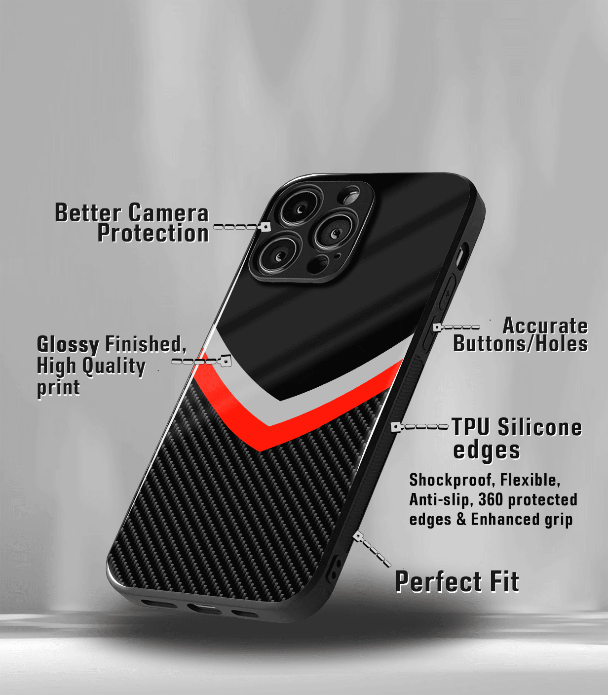 carbon fiber premium glossy phone case compatible for all phone models!