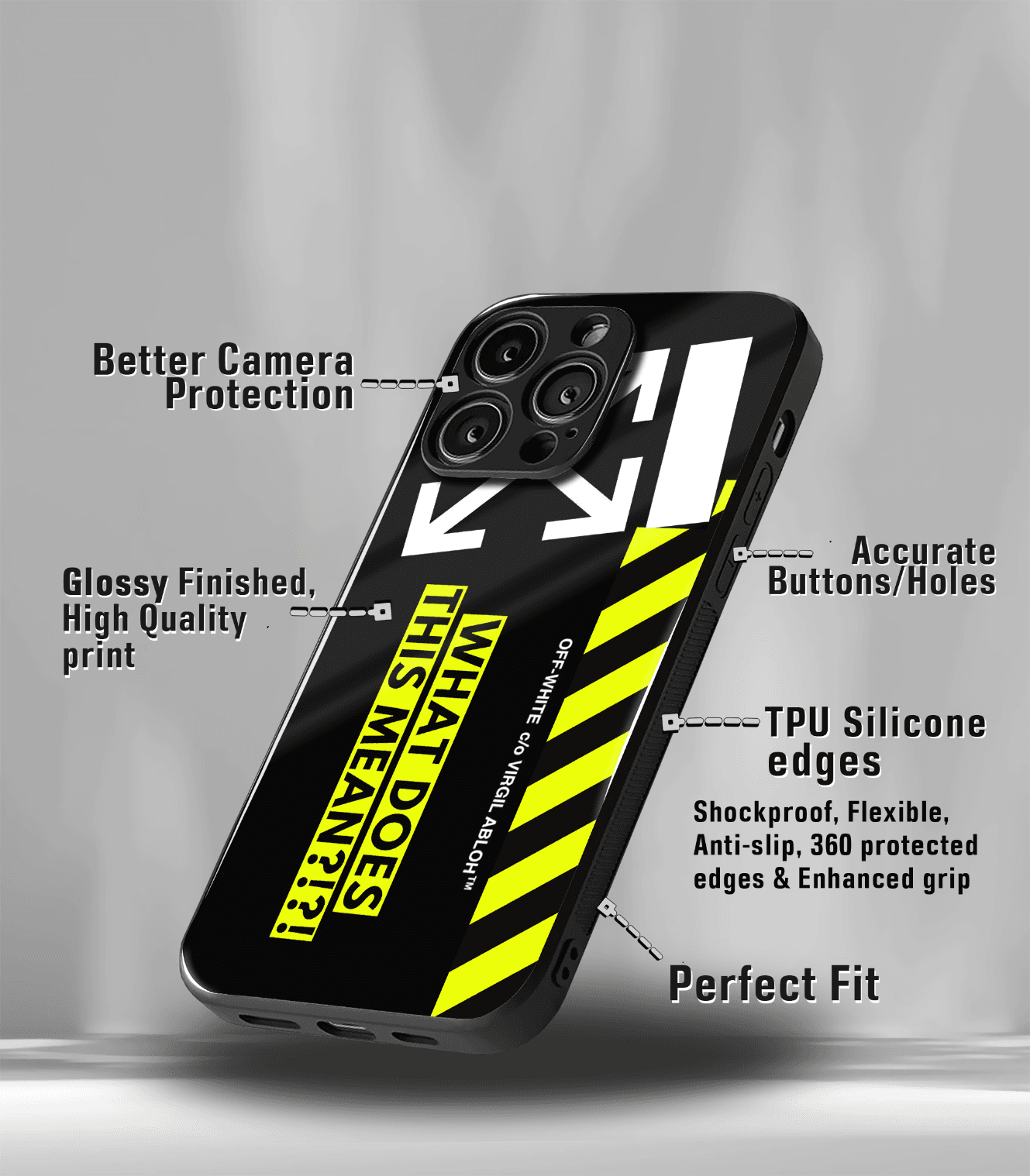 offwhite premium glossy phone case compatible for all phone models!