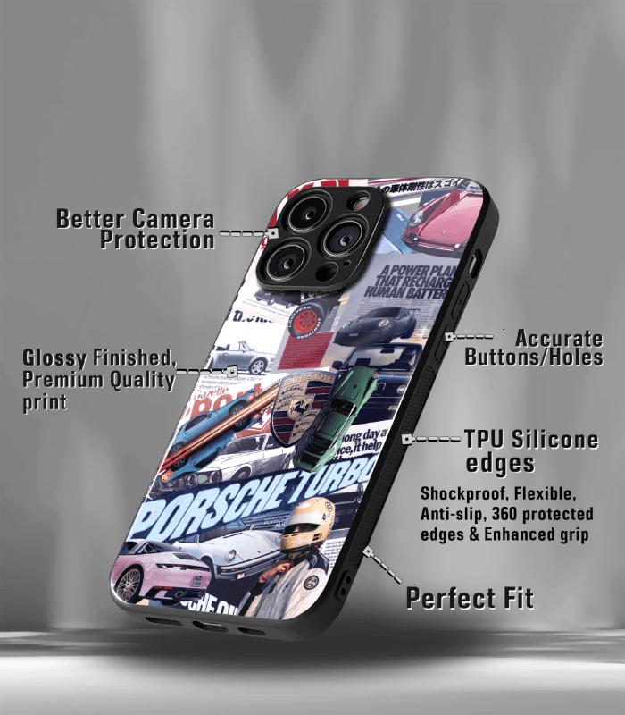 porsche super car automotive premium glossy phone case compatible for every phone models.
