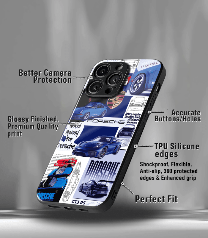 porsche super car automotive premium glossy phone case compatible for every phone models.