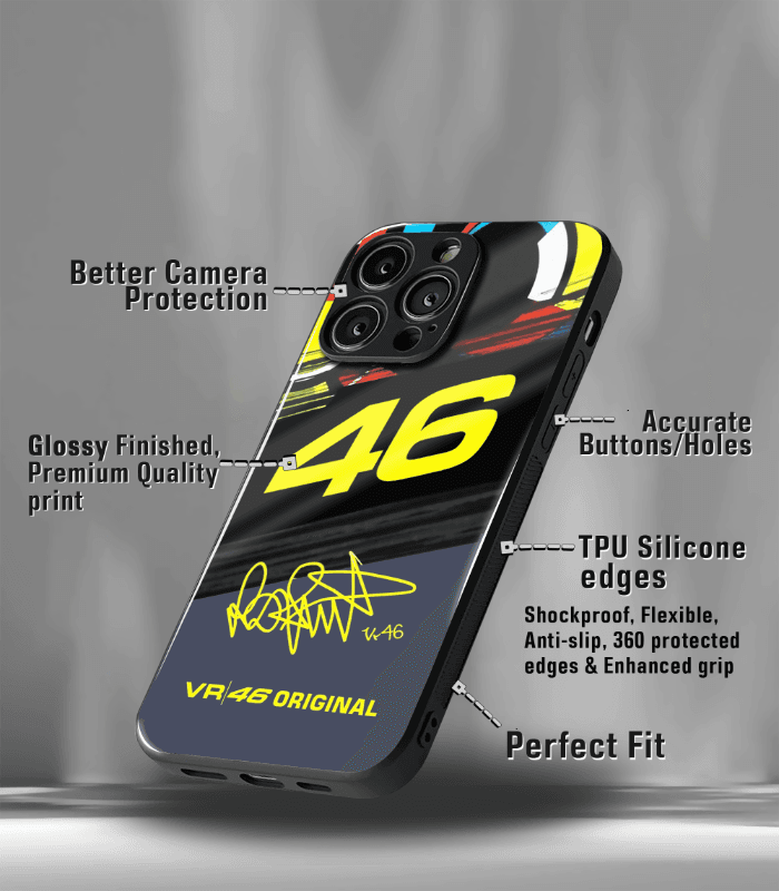 vr46 rossi premium glossy phone case compatible for every phone models.