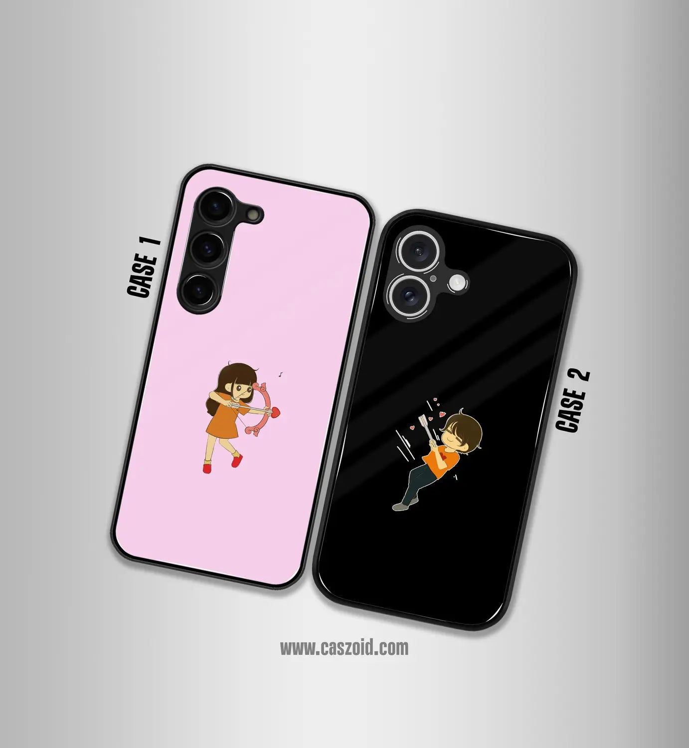cute boy and girl premium glossy couple combo cases