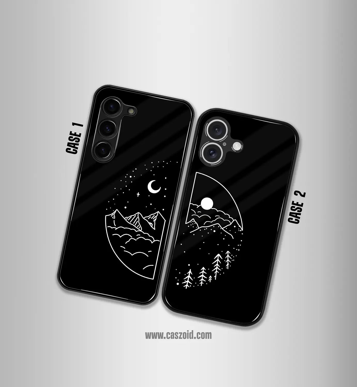better half moon & sun premium glossy couple combo cases