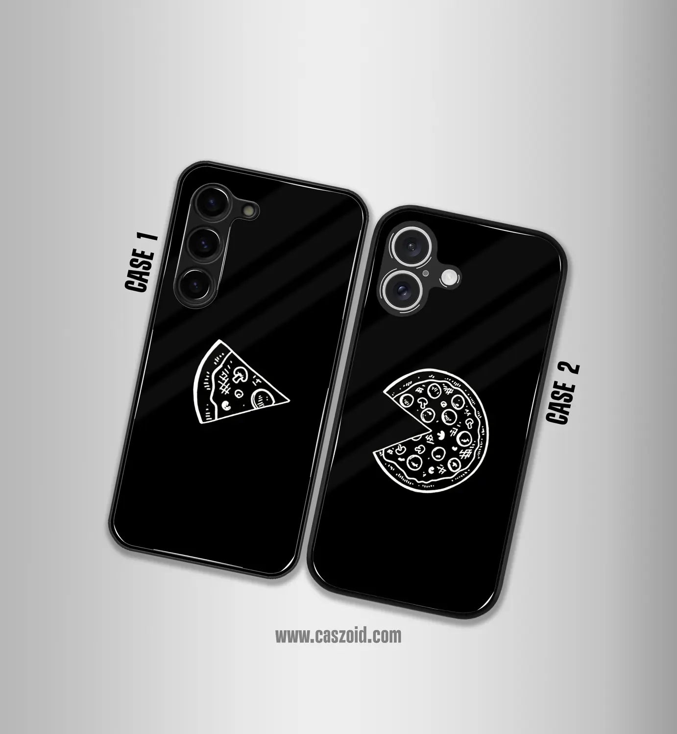 shared pizza with love premium glossy couple combo cases