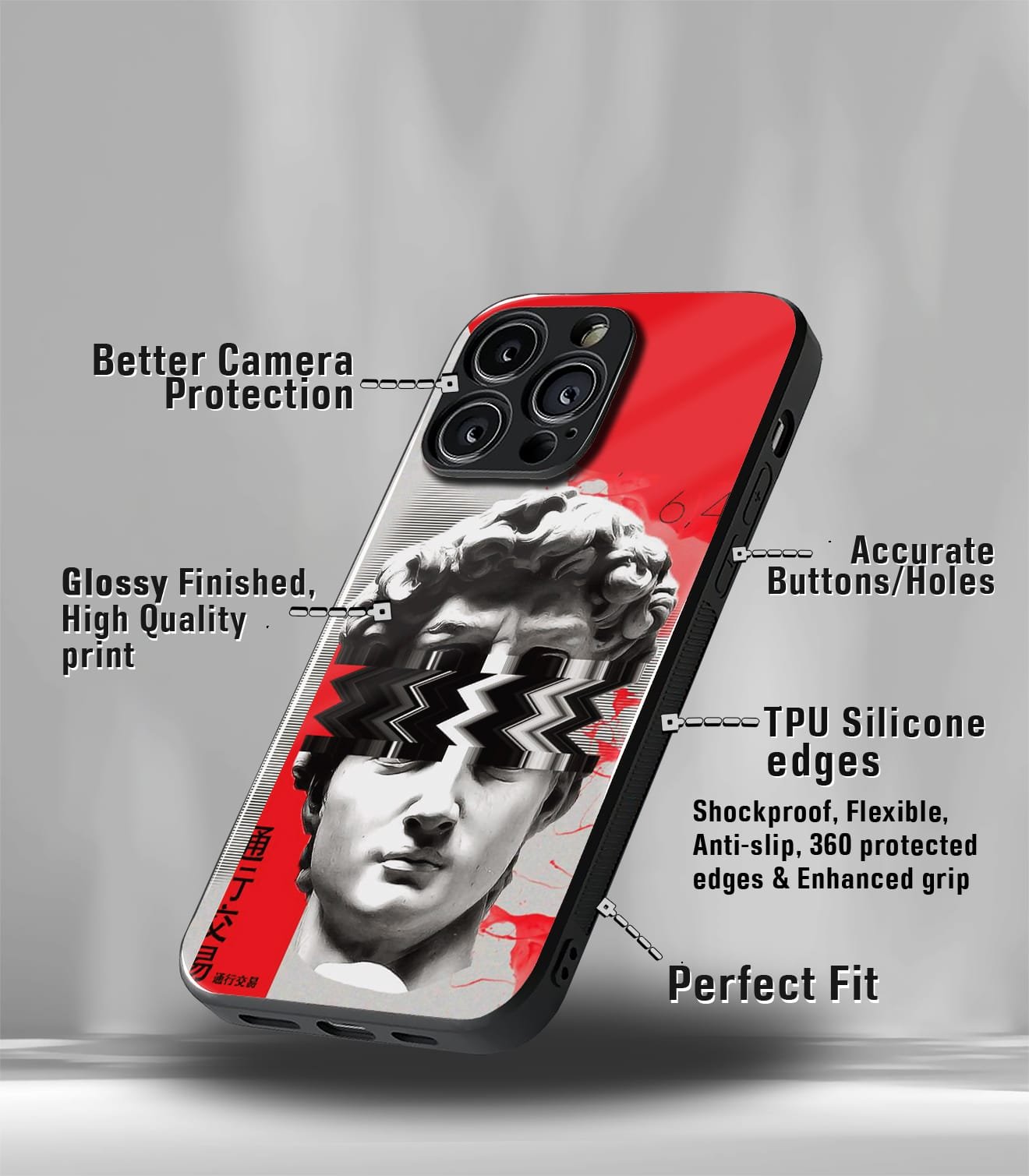 cutout patternic premium glossy phone case compatible for every phone models.