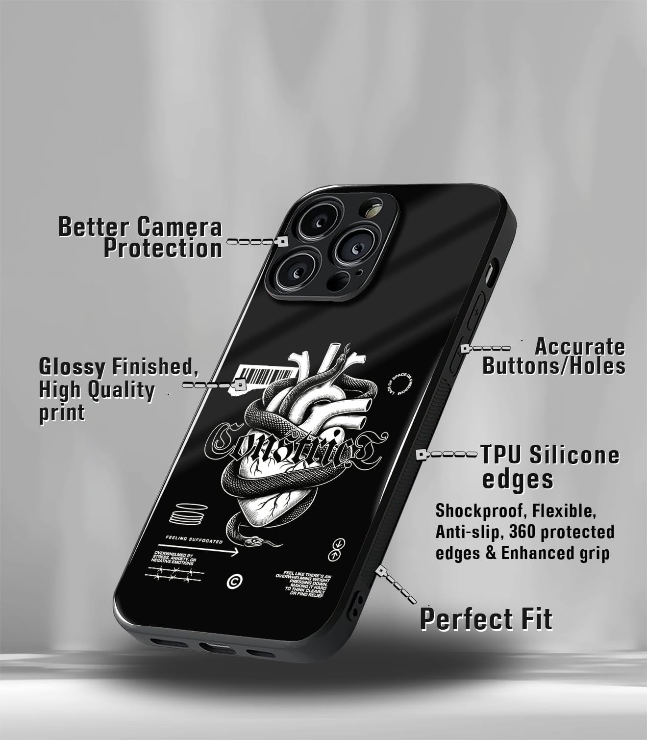 cutout patternic premium glossy phone case compatible for every phone models.