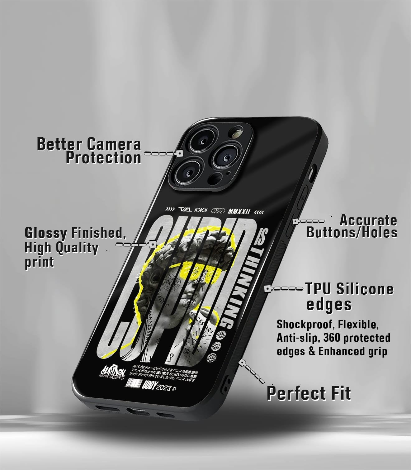 cutout patternic premium glossy phone case compatible for every phone models.