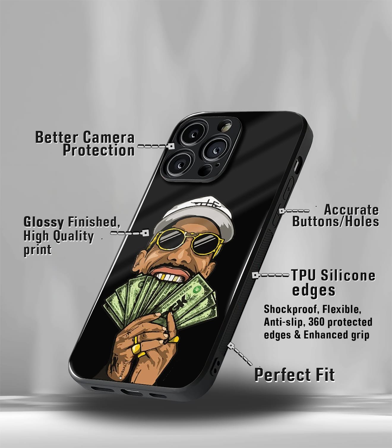 cutout patternic premium glossy phone case compatible for every phone models.