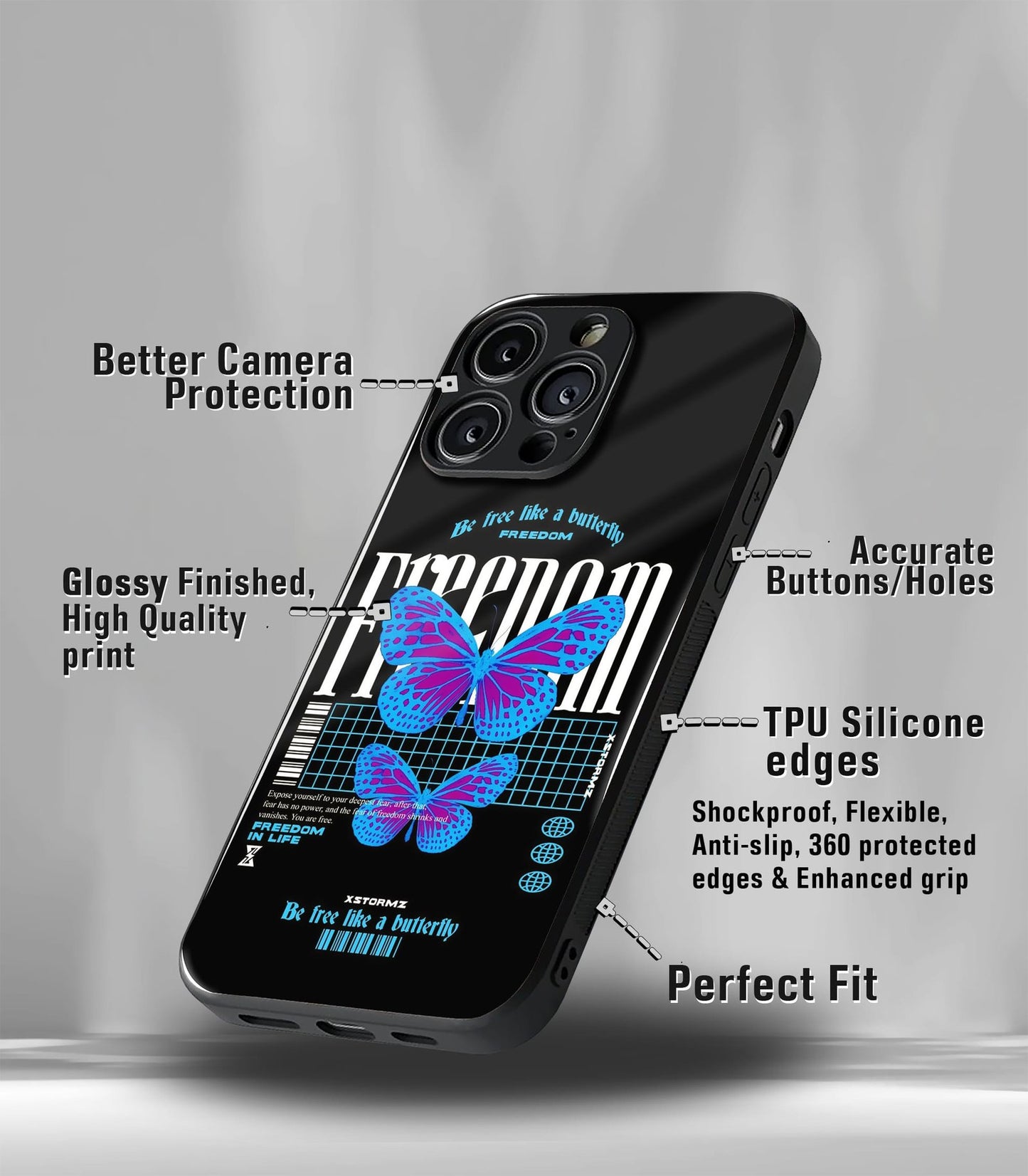 cutout patternic premium glossy phone case compatible for every phone models.