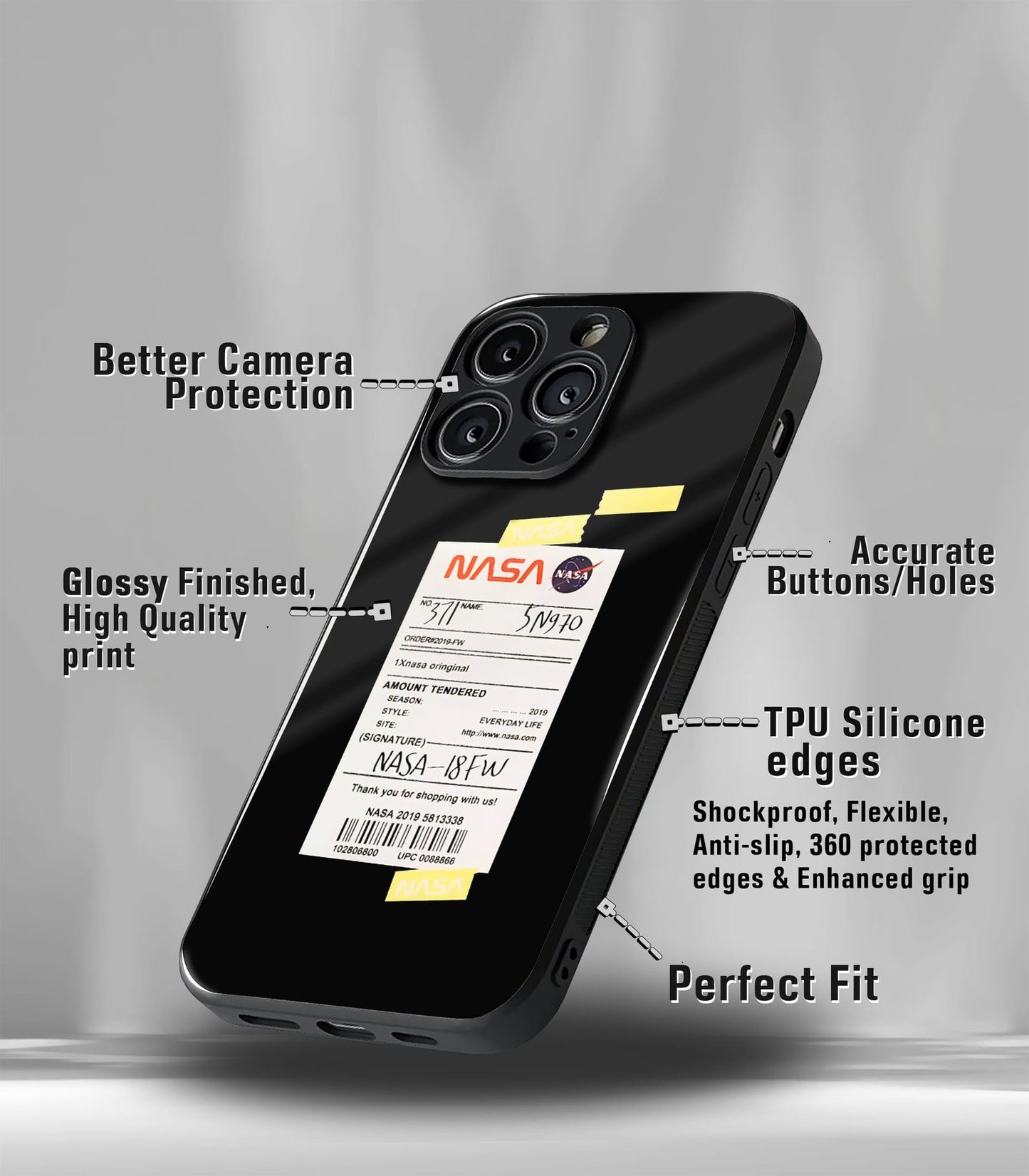 cutout patternic premium glossy phone case compatible for every phone models.