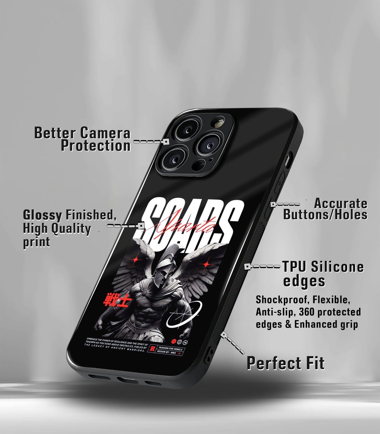 cutout patternic premium glossy phone case compatible for every phone models.