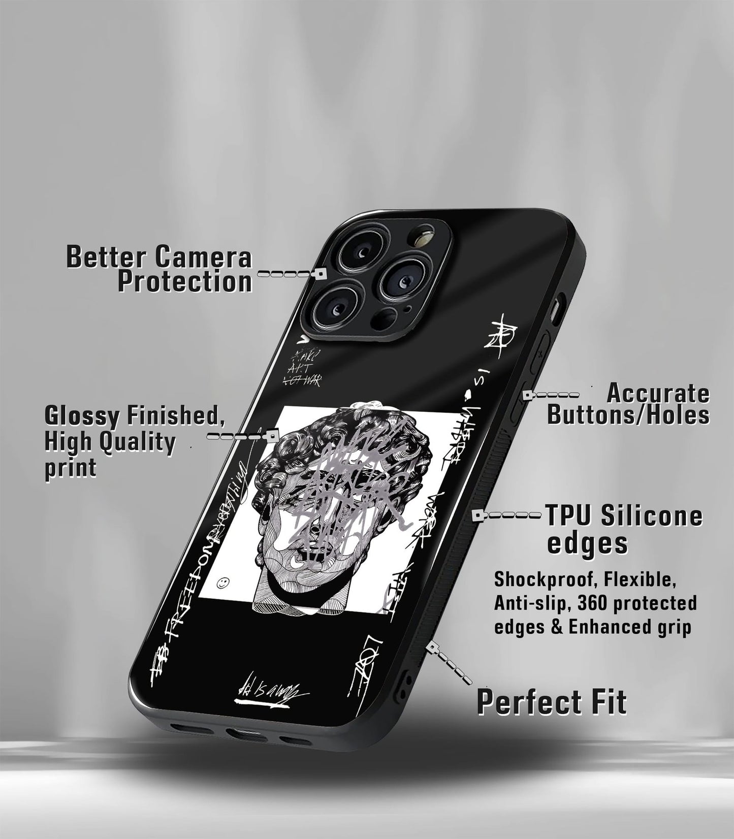 cutout patternic premium glossy phone case compatible for every phone models.