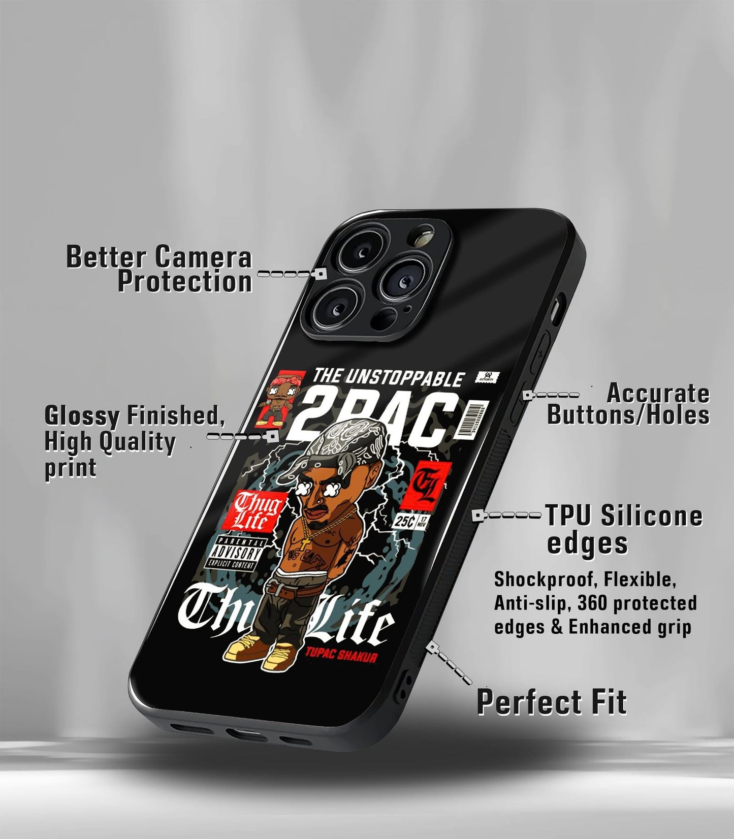 cutout patternic premium glossy phone case compatible for every phone models.