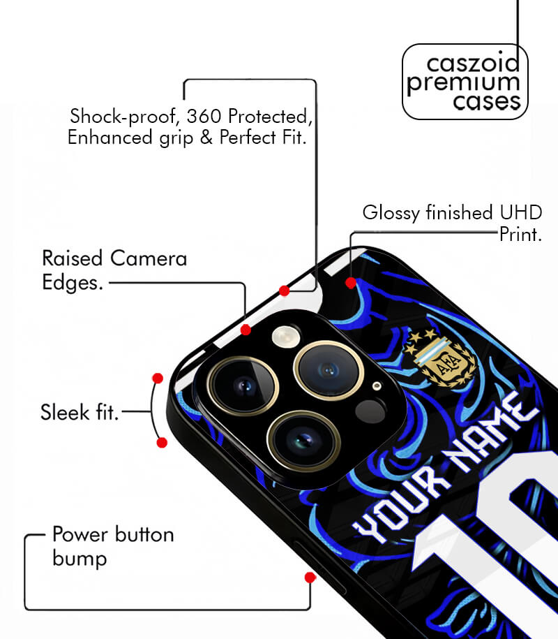 customized argentina away blue & black kit fifa wc26 edition premium glossy phone case