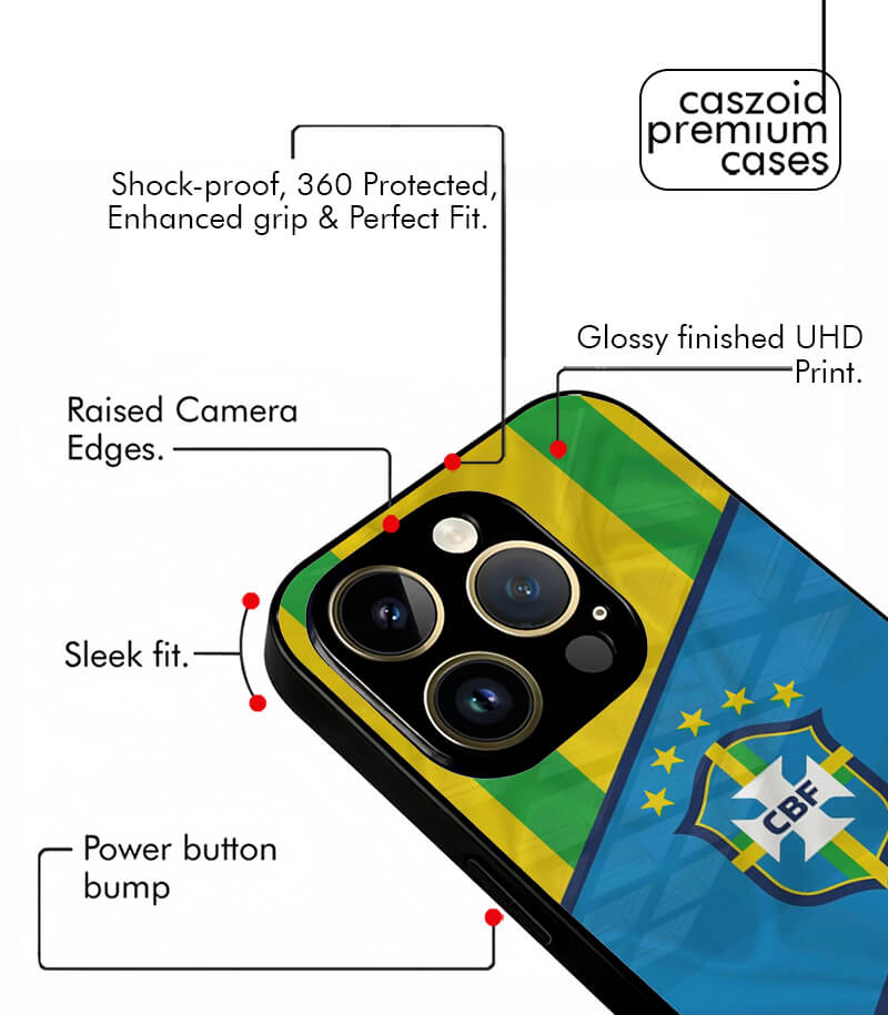brazil yellow & green fifa wc26 edition premium glossy phone case