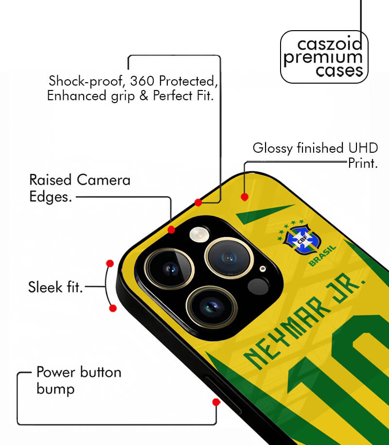 neymar jr 10 brazil vintage kit fifa wc26 edition premium glossy phone case