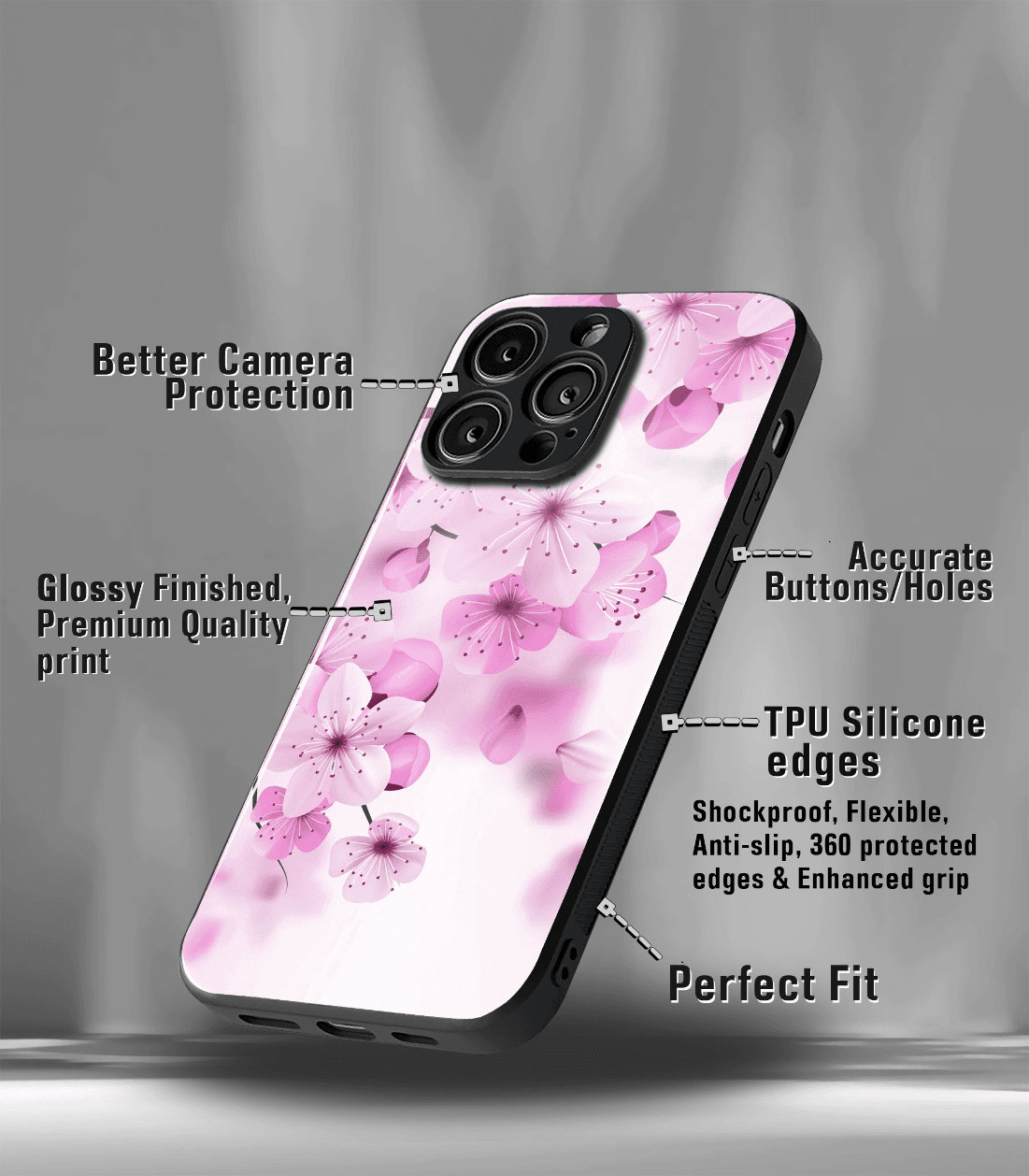 'for her' premium glossy floral/ aesthetic phone case compatible for every phone models.