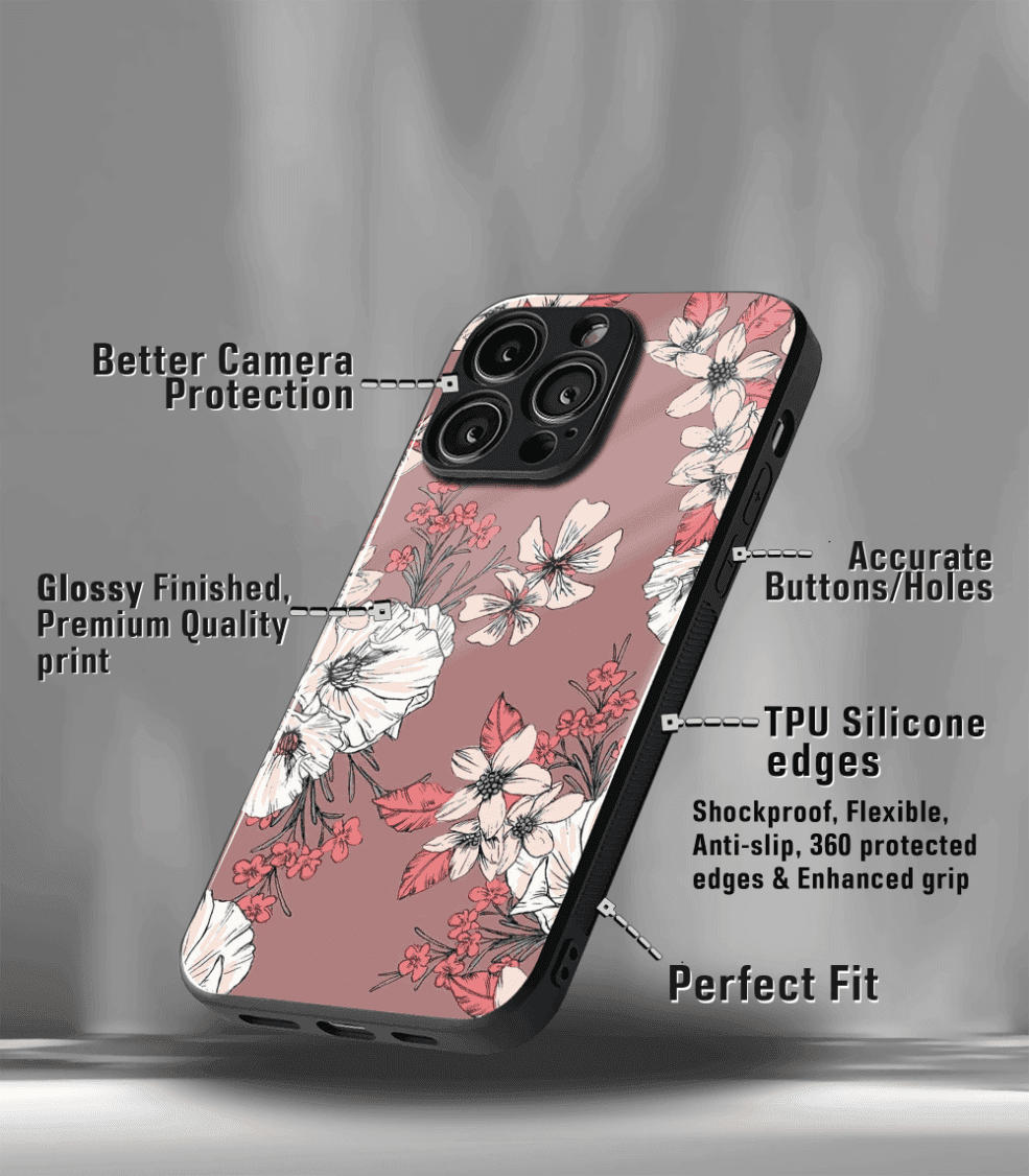 'for her' premium glossy floral/ aesthetic phone case compatible for every phone models.