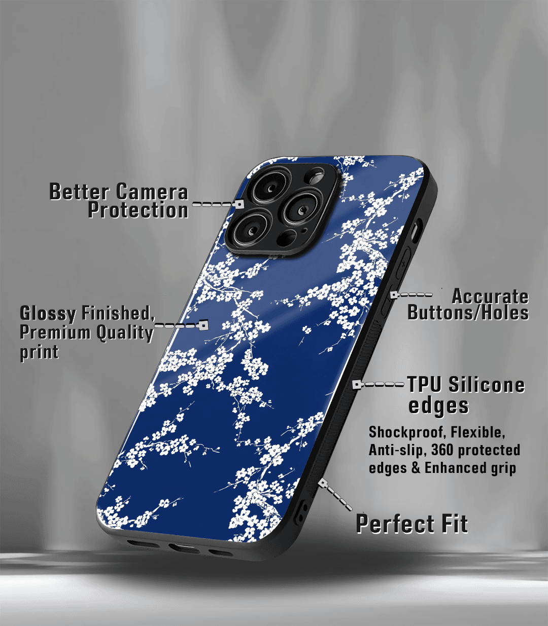 'for her' premium glossy floral/ aesthetic phone case compatible for every phone models.