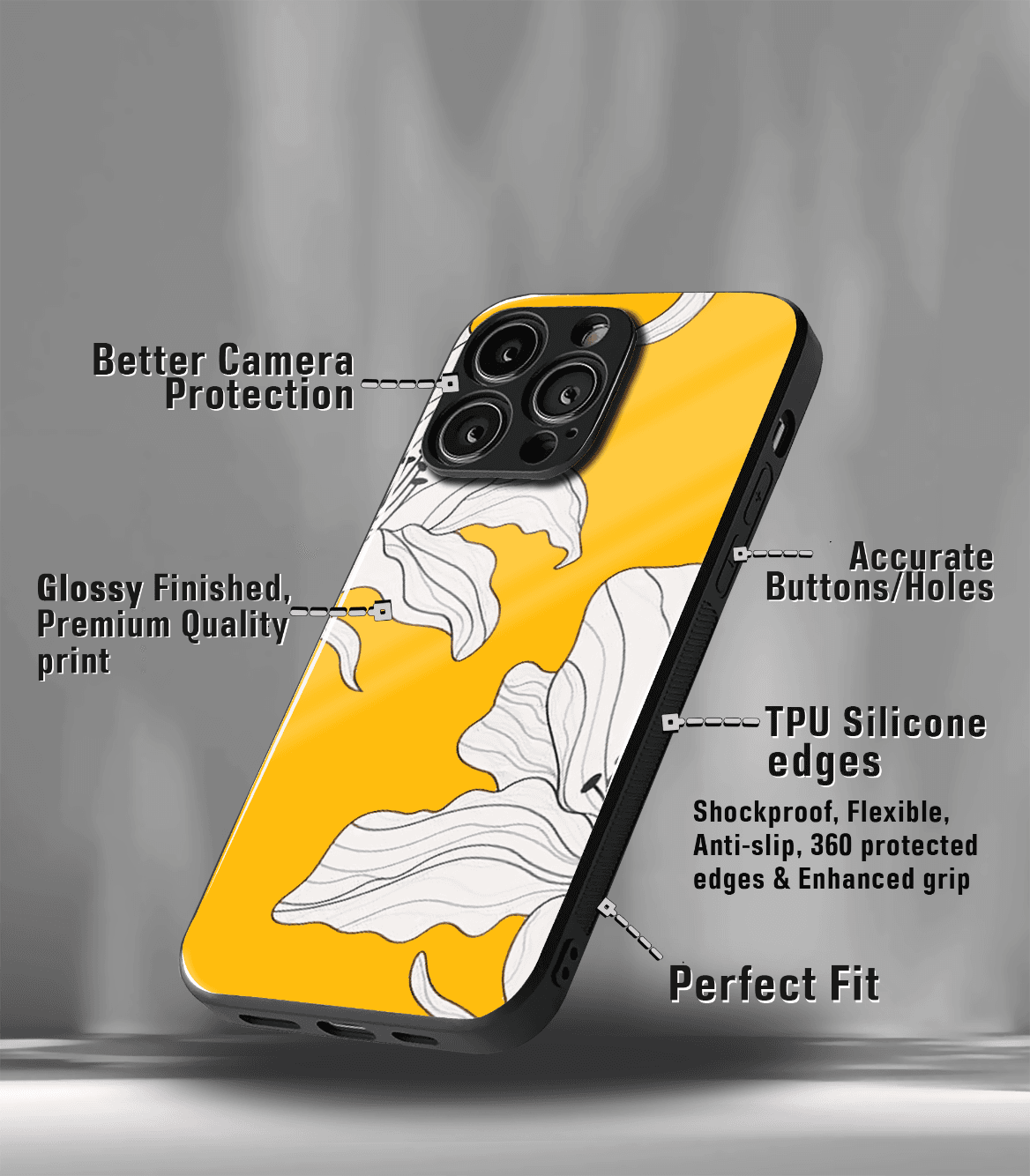 'for her' premium glossy floral/ aesthetic phone case compatible for every phone models.