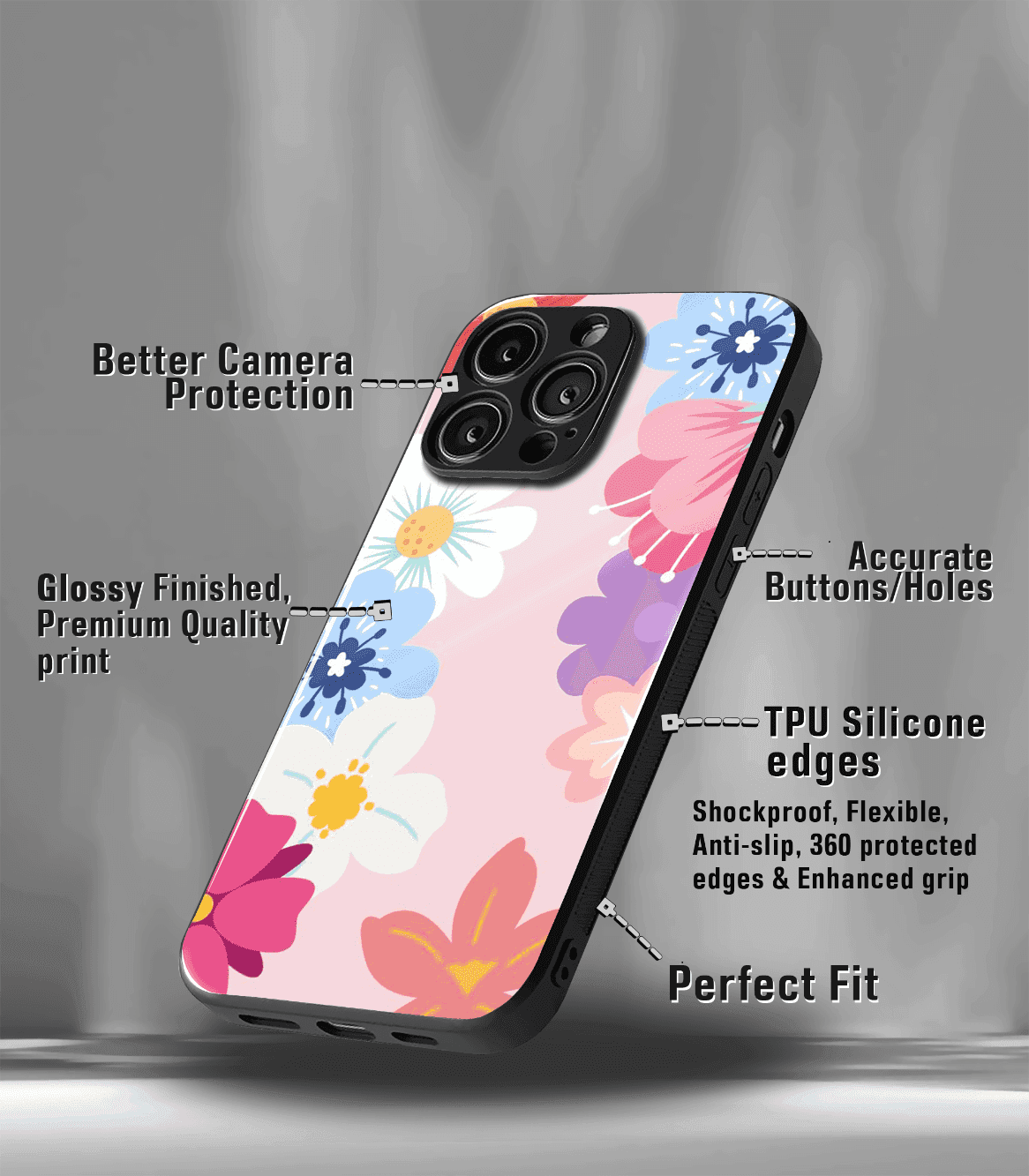 'for her' premium glossy floral/ aesthetic phone case compatible for every phone models.