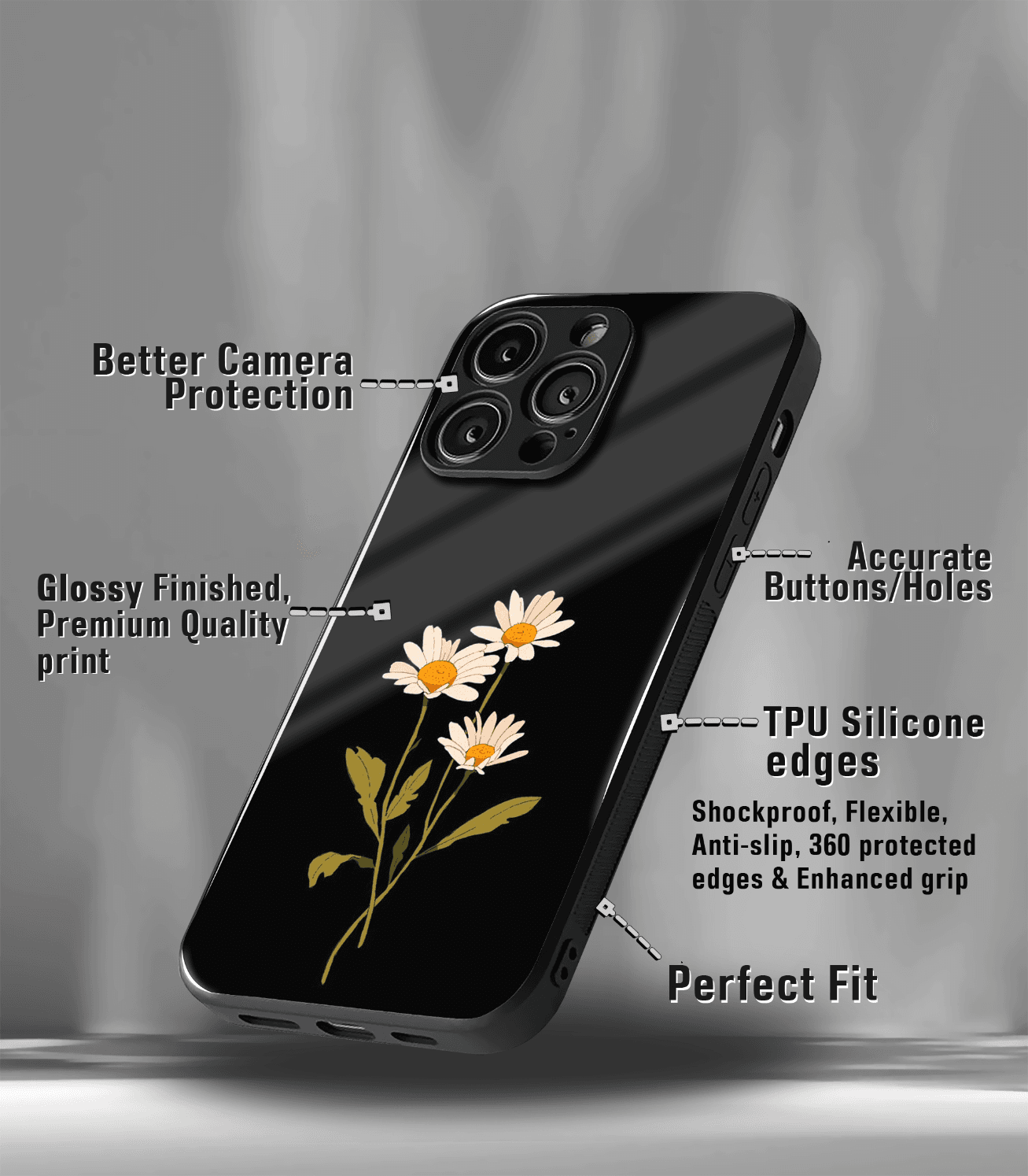 'for her' premium glossy floral/ aesthetic phone case compatible for every phone models.