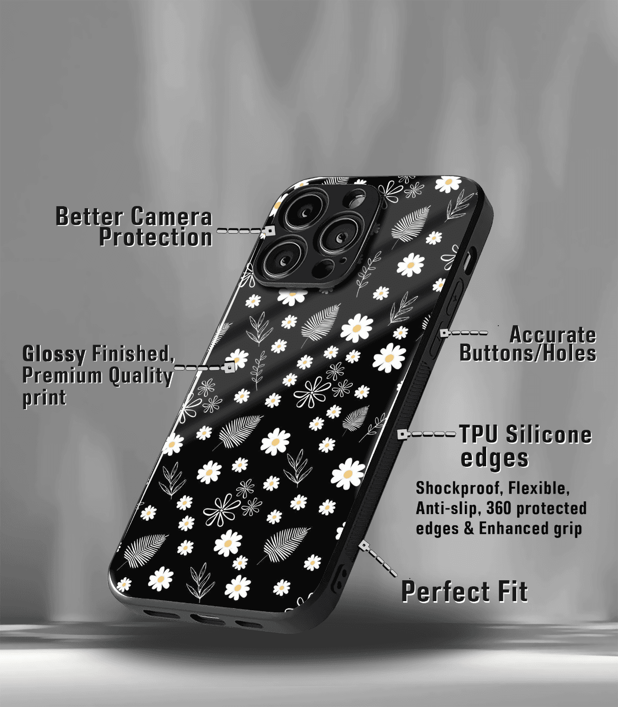 'for her' premium glossy floral/ aesthetic phone case compatible for every phone models.