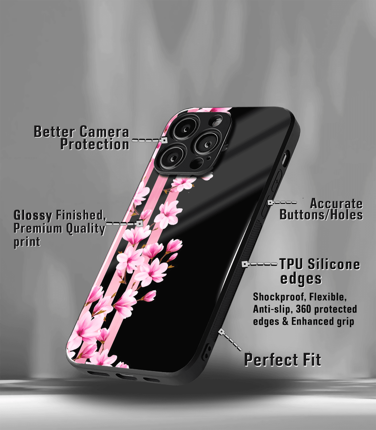 'for her' premium glossy floral/ aesthetic phone case compatible for every phone models.