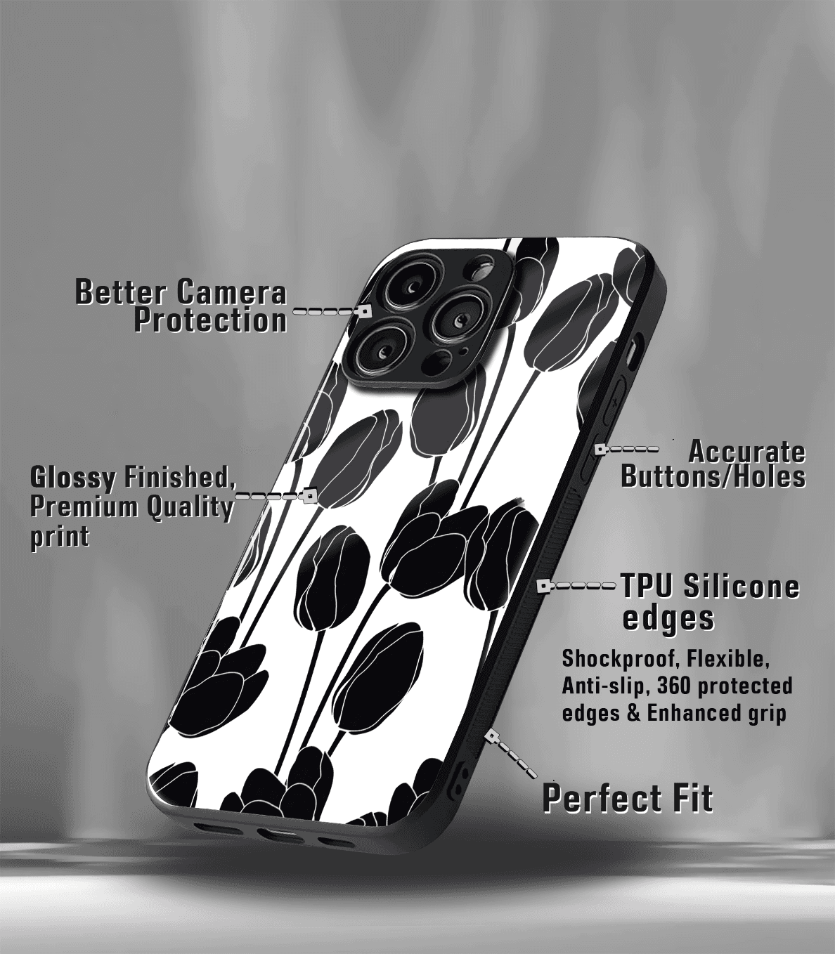 'for her' premium glossy floral/ aesthetic phone case compatible for every phone models.