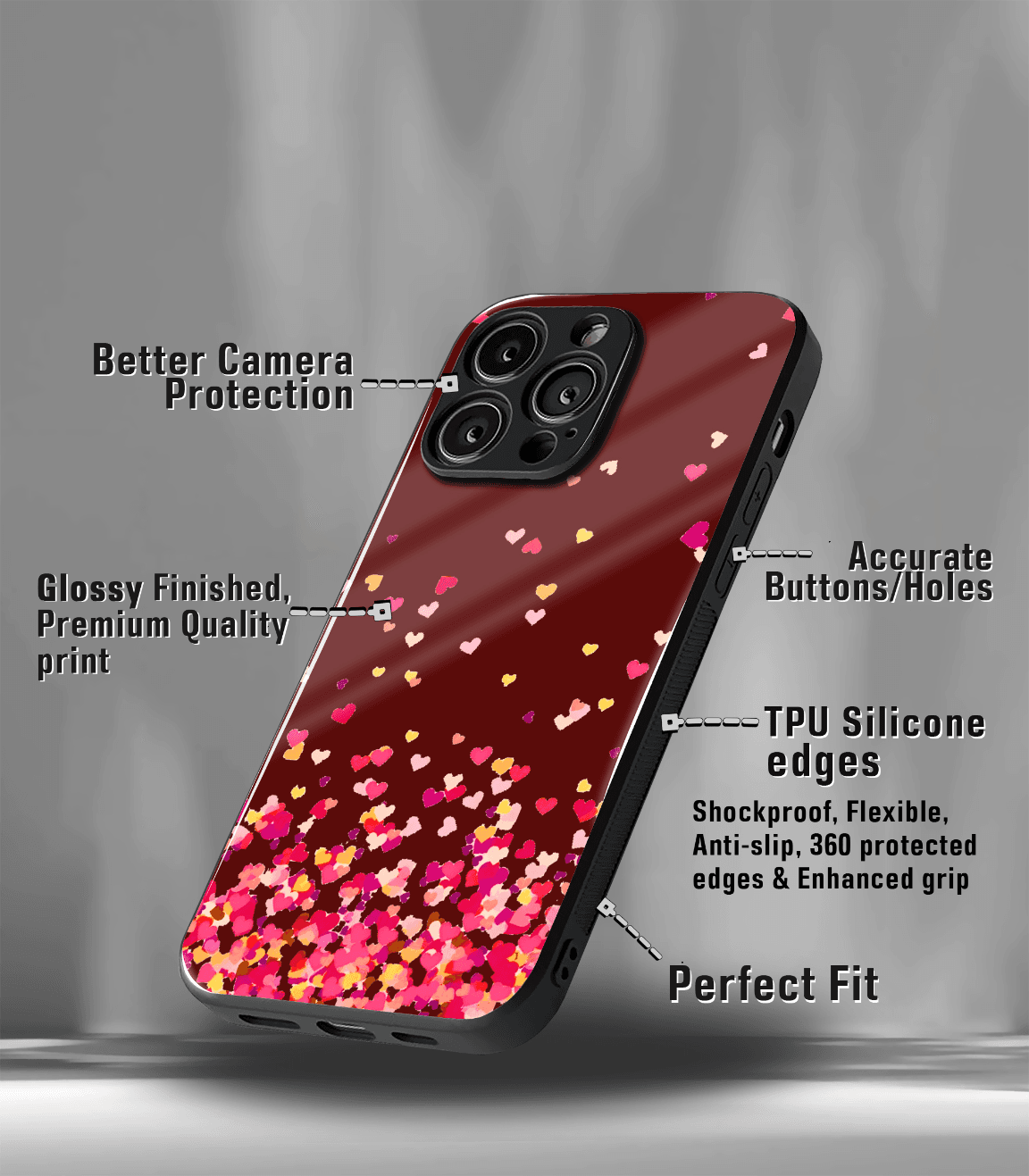 'for her' premium glossy floral/ aesthetic phone case compatible for every phone models.