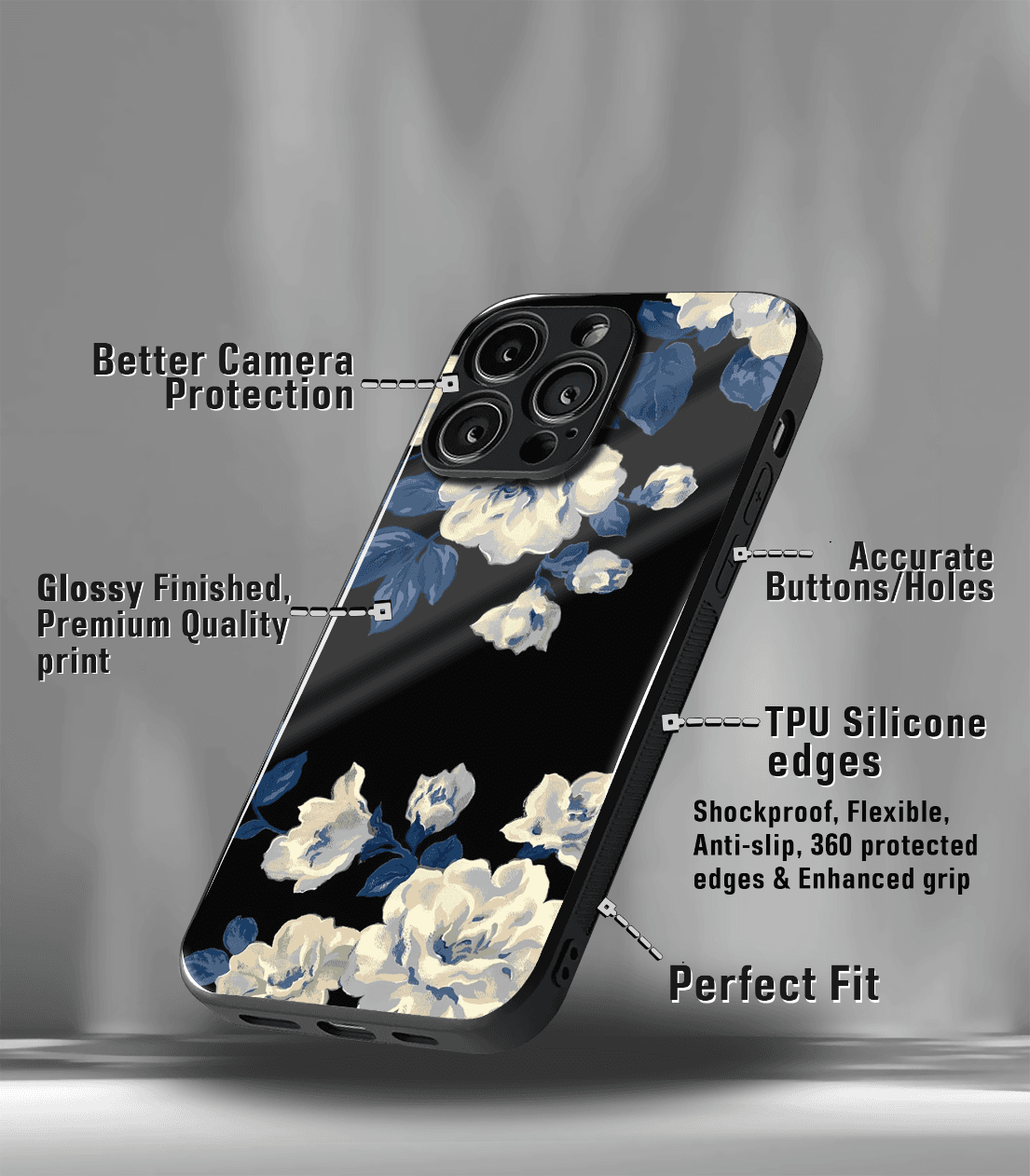 'for her' premium glossy floral/ aesthetic phone case compatible for every phone models.