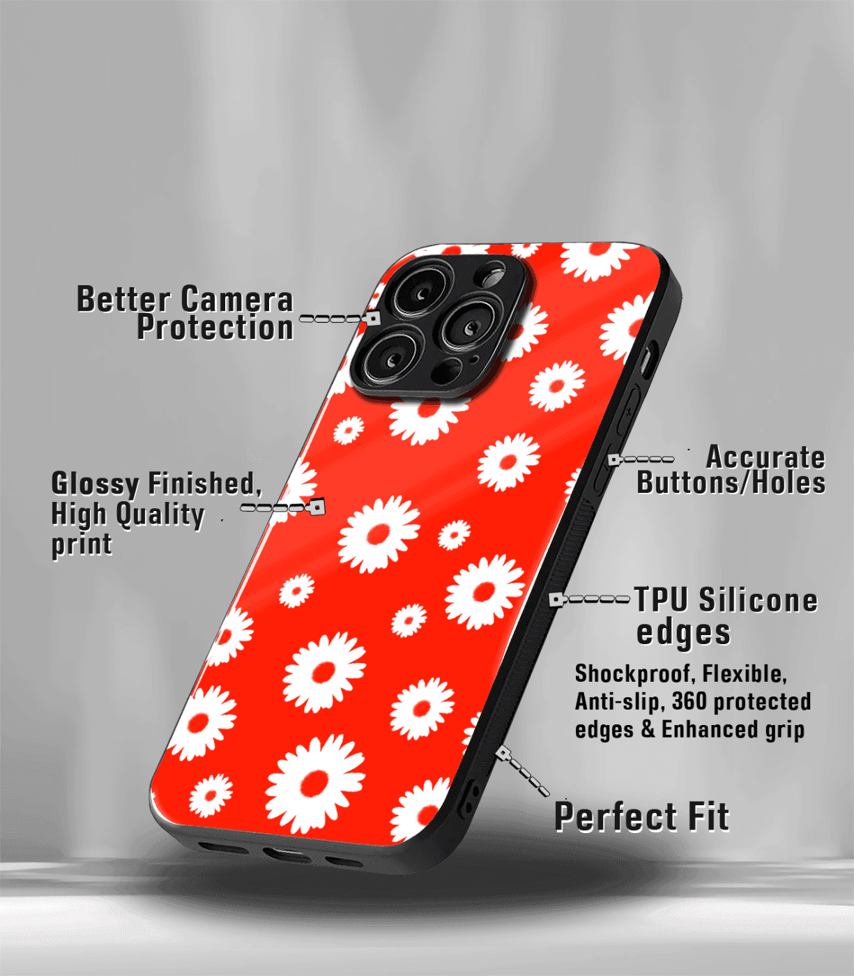 'for her' premium glossy floral/ aesthetic phone case compatible for every phone models.