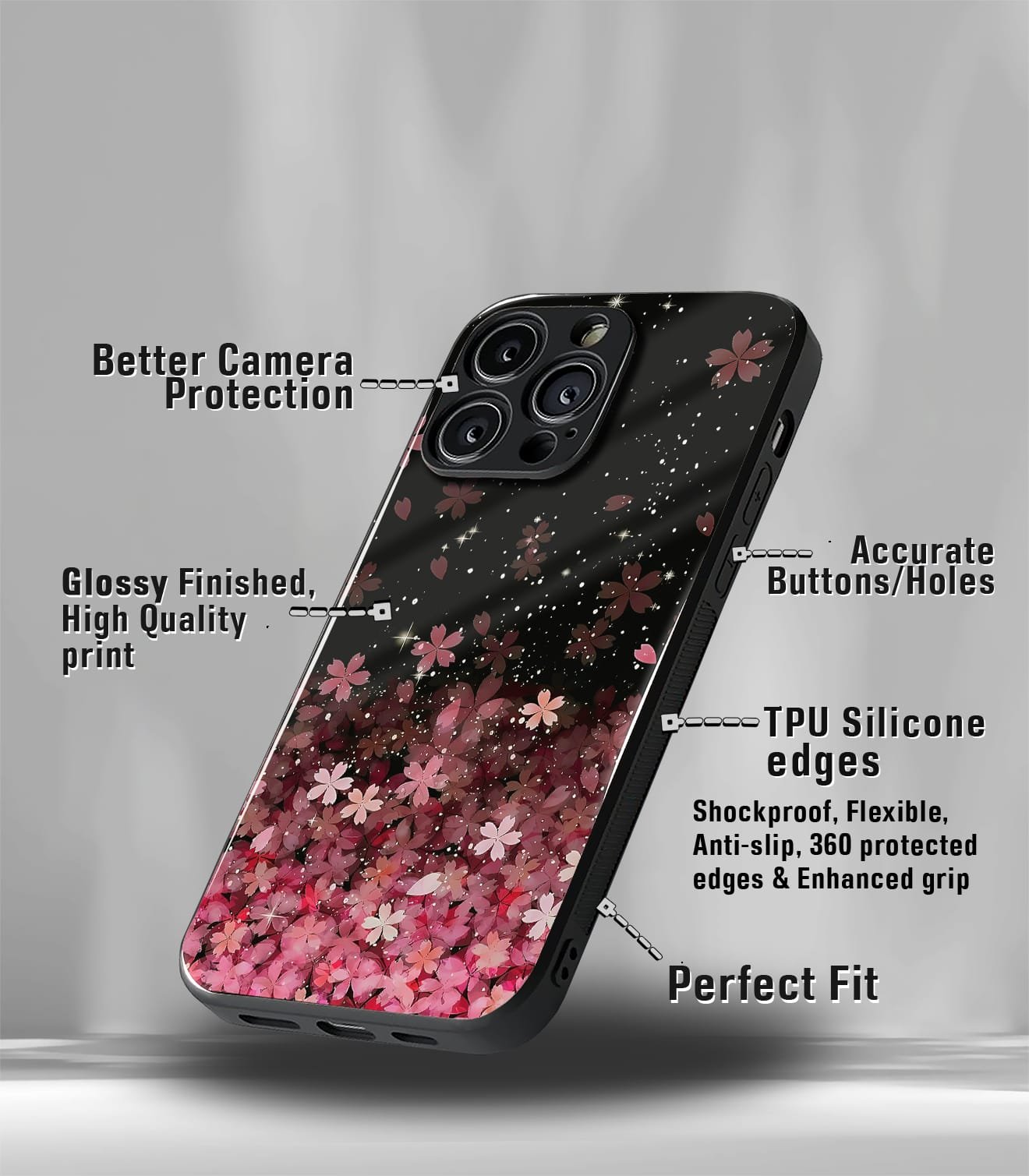 'for her' premium glossy floral/ aesthetic phone case compatible for every phone models.