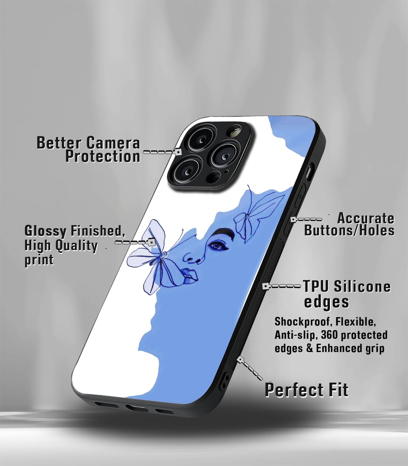 'for her' premium glossy floral/ aesthetic phone case compatible for every phone models.