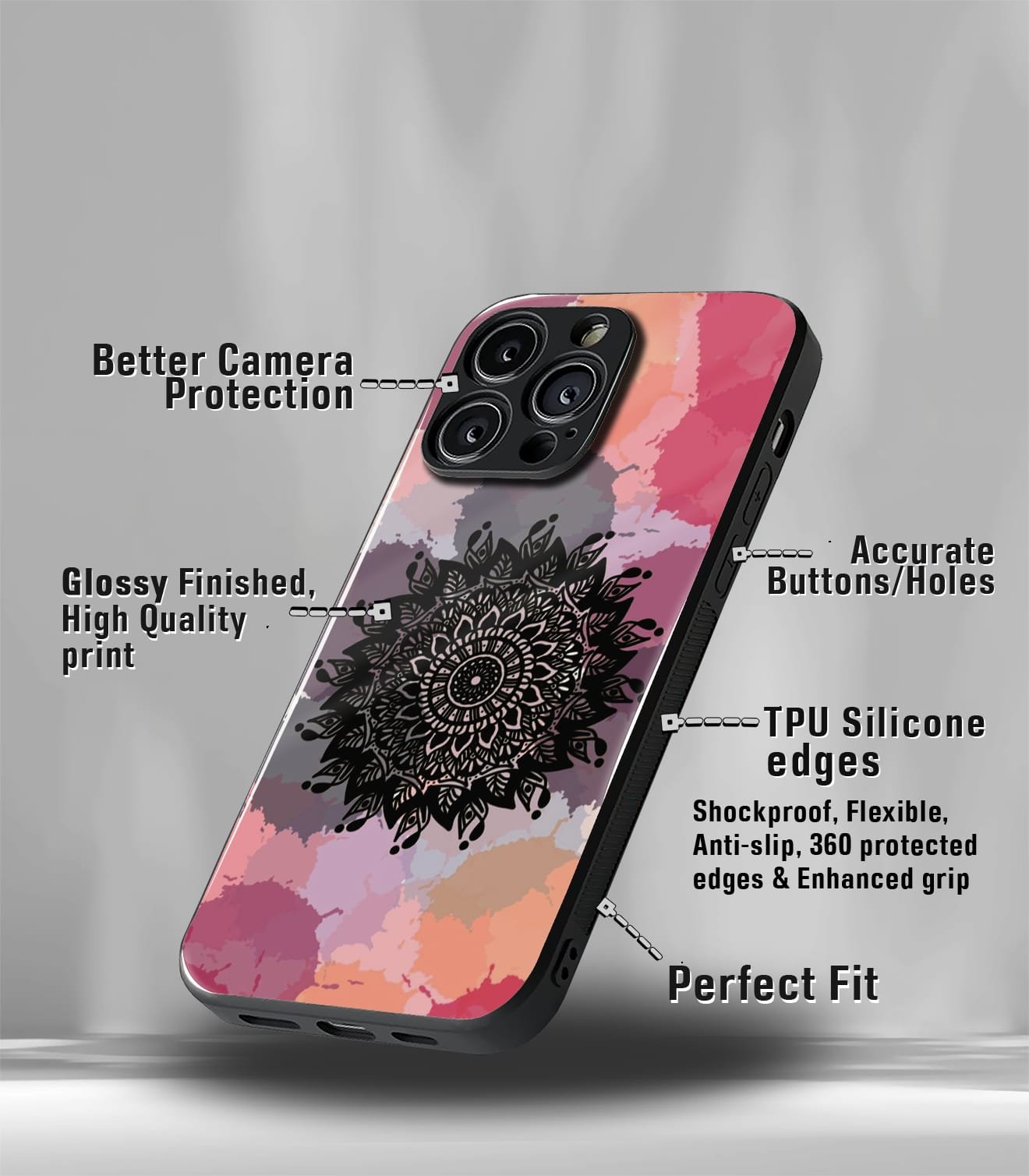 'for her' premium glossy floral/ aesthetic phone case compatible for every phone models.