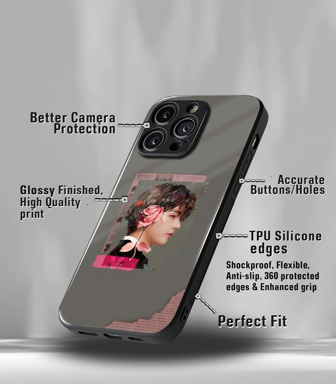 'for her' premium glossy floral/ aesthetic phone case compatible for every phone models.
